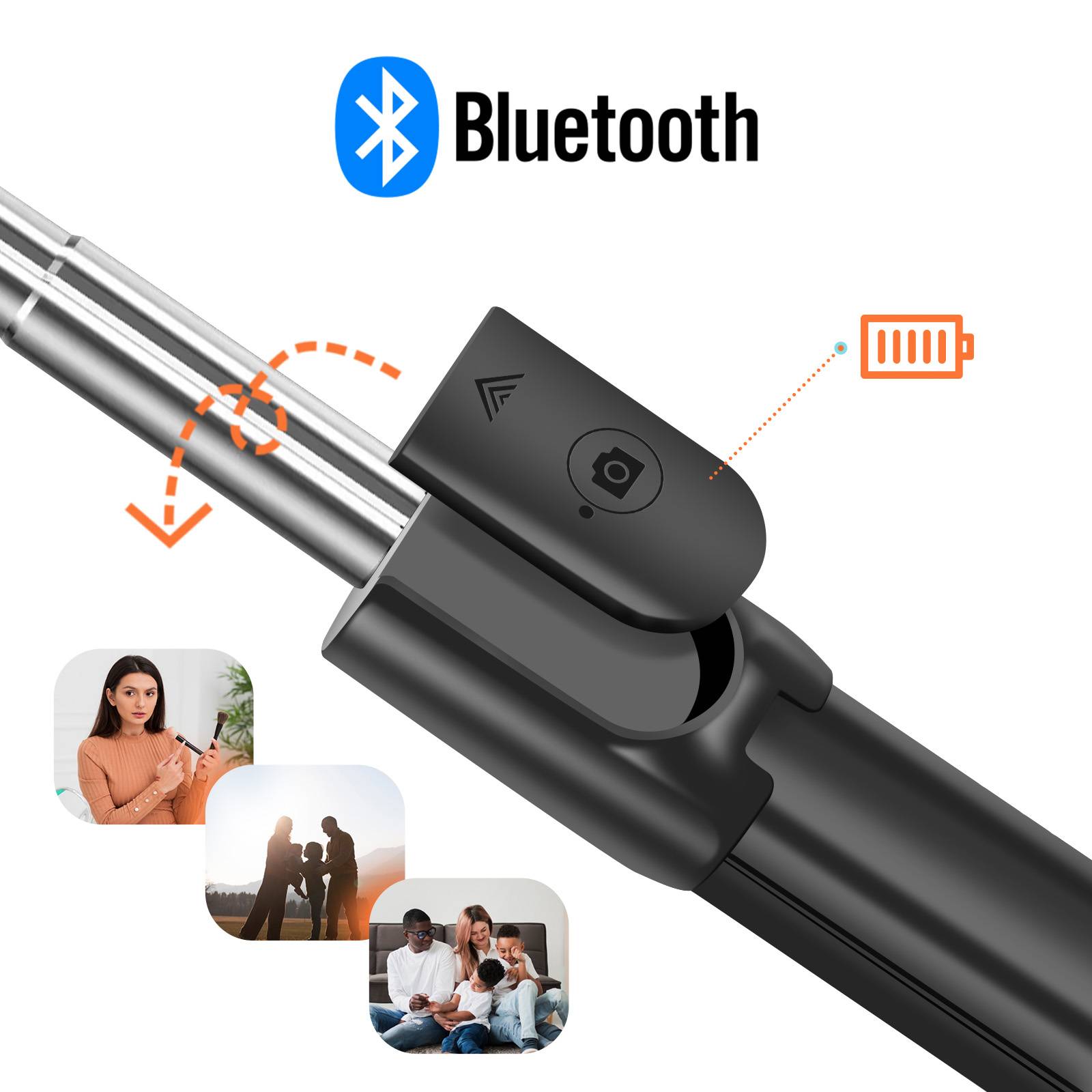 Perche à selfie avec Trépied Extensible et Télécommande Bluetooth-2