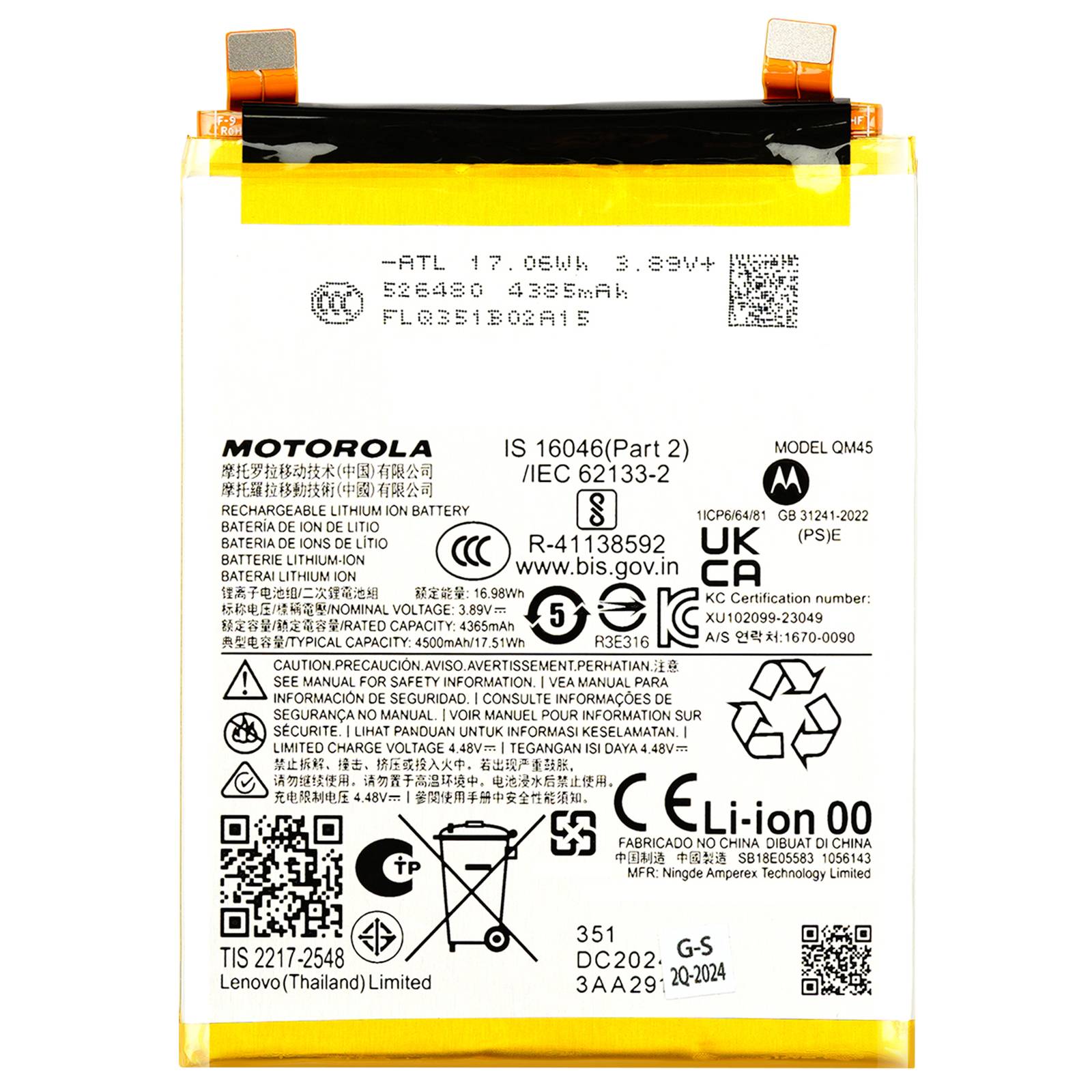 Batterie interne pour Motorola Edge 50 Pro 4500mAh QM45 Original-0