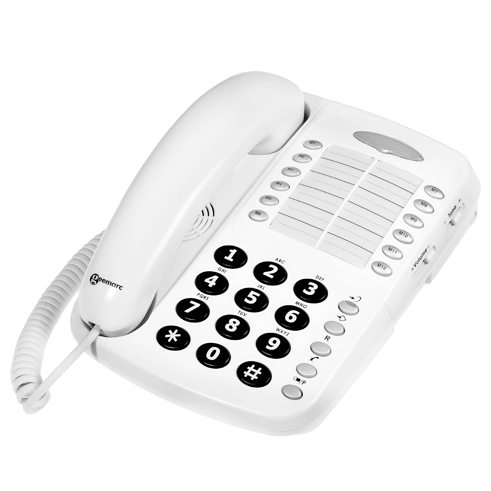 Téléphone Fixe Senior Bureau Amplifié 30dB Sonnerie Forte Réglable-0