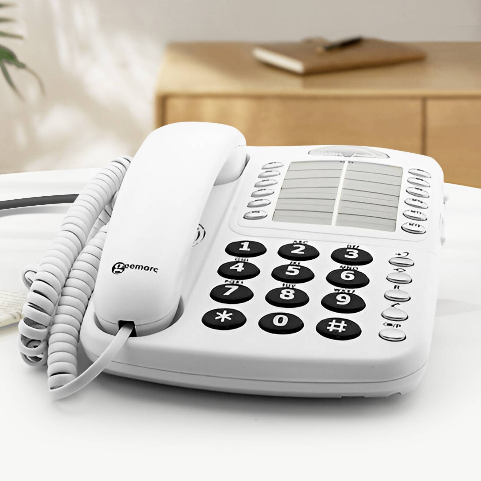 Téléphone Fixe Senior Bureau Amplifié 30dB Sonnerie Forte Réglable-2
