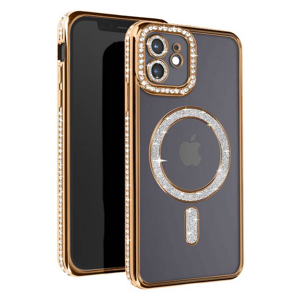 Coque Diamant pour iPhone 12 Protection MagSafe Contour Strass