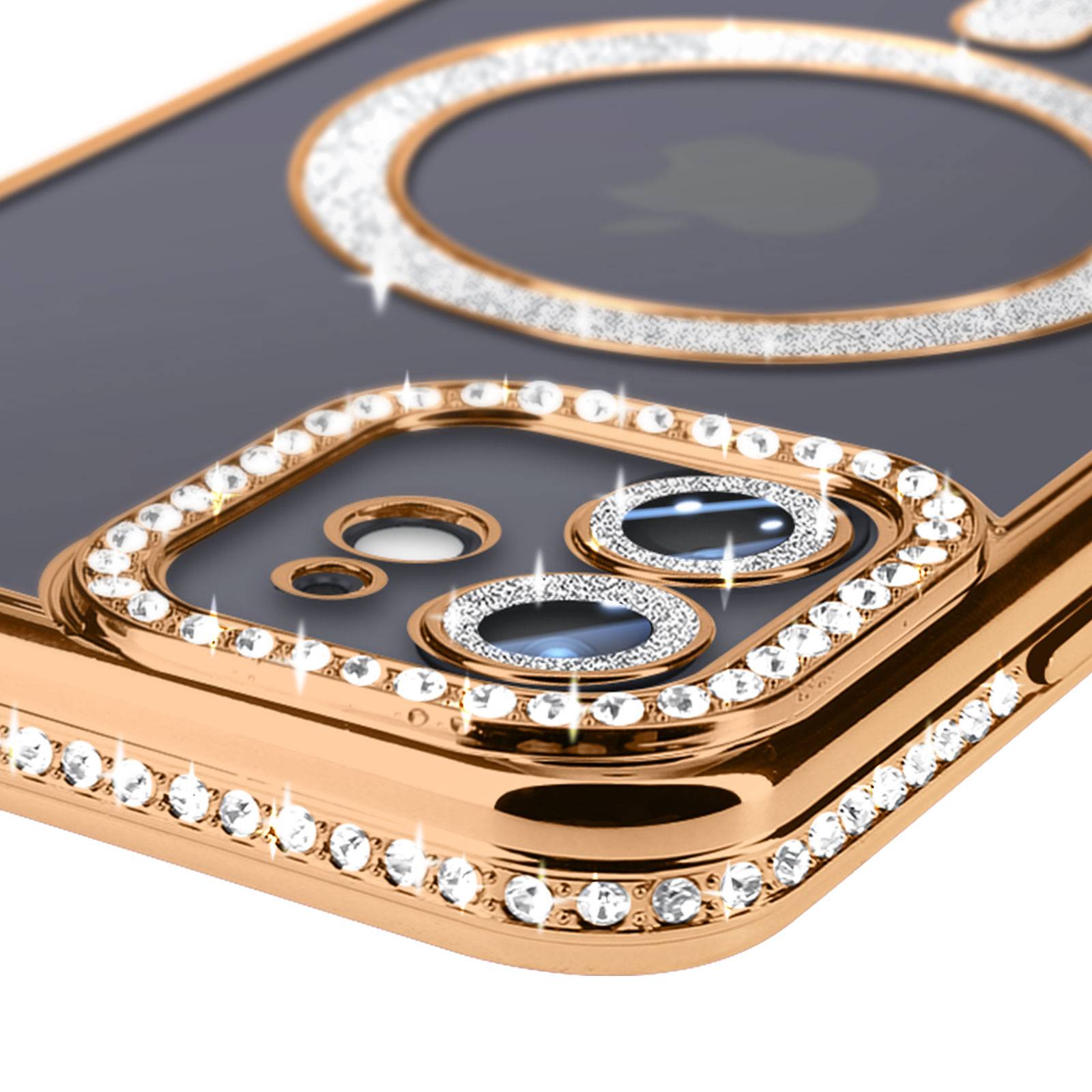 Coque Diamant pour iPhone 12 Protection MagSafe Contour Strass-2