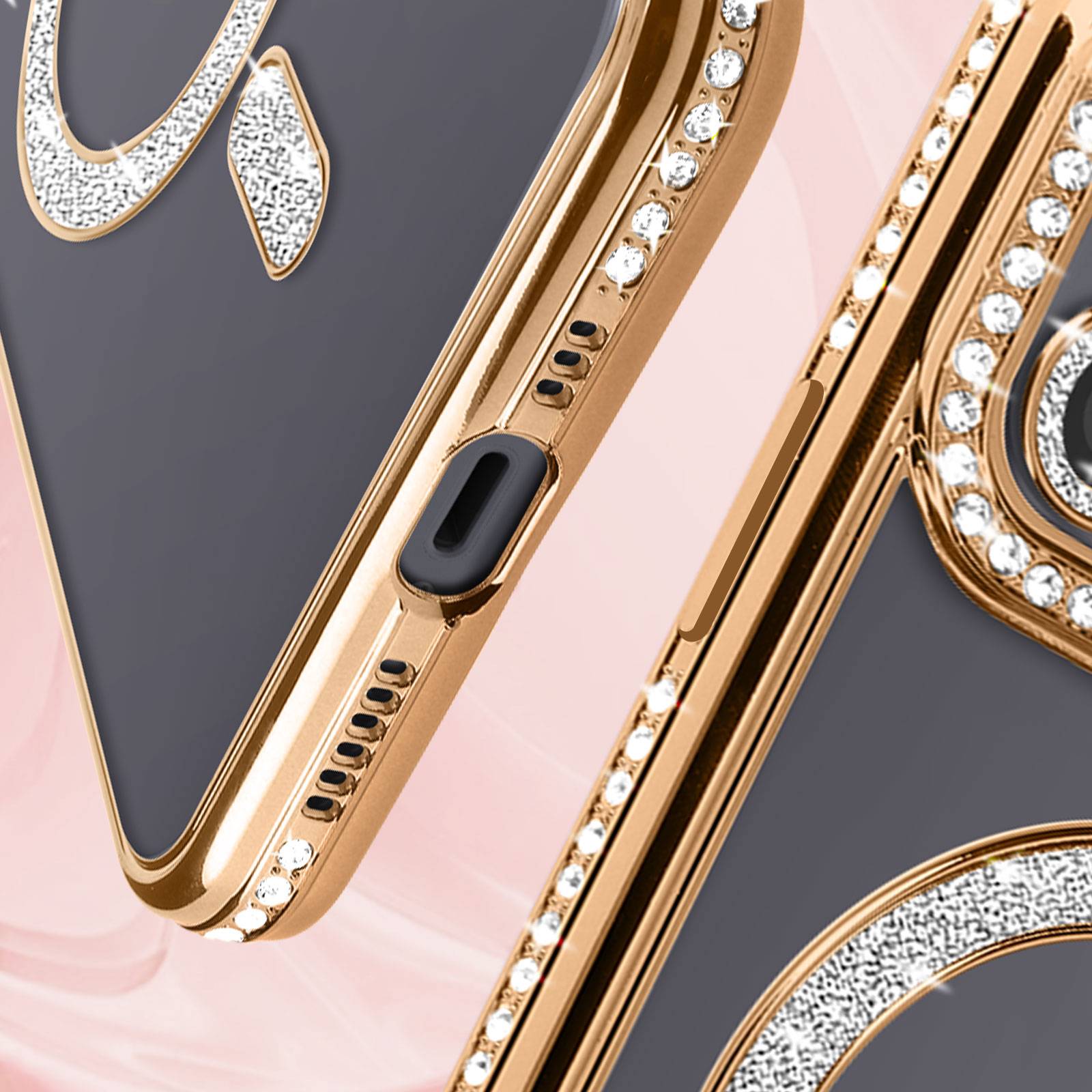 Coque Diamant pour iPhone 12 Protection MagSafe Contour Strass-3