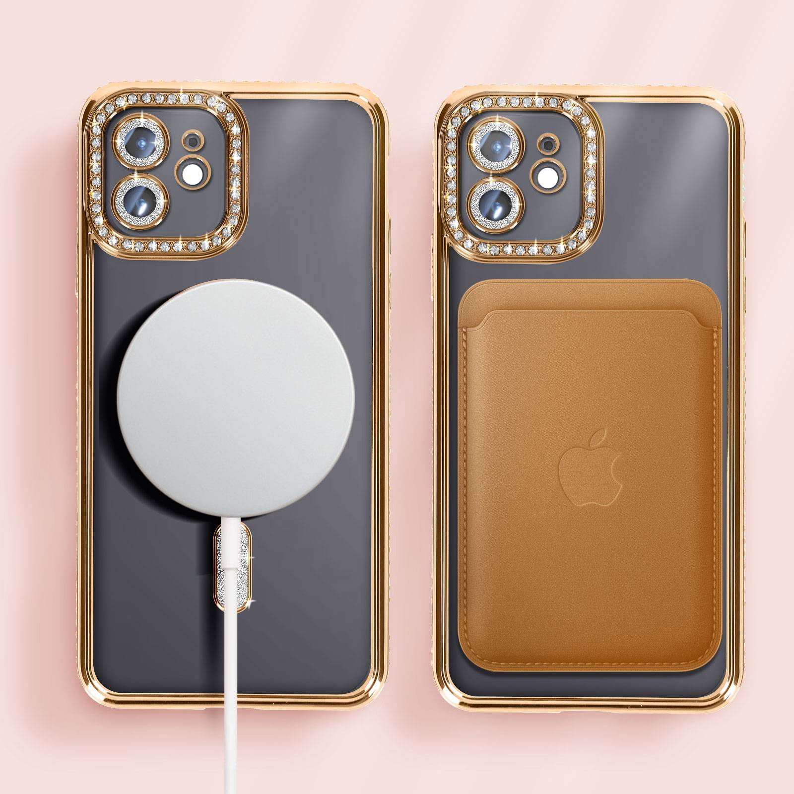 Coque Diamant pour iPhone 12 Protection MagSafe Contour Strass-4