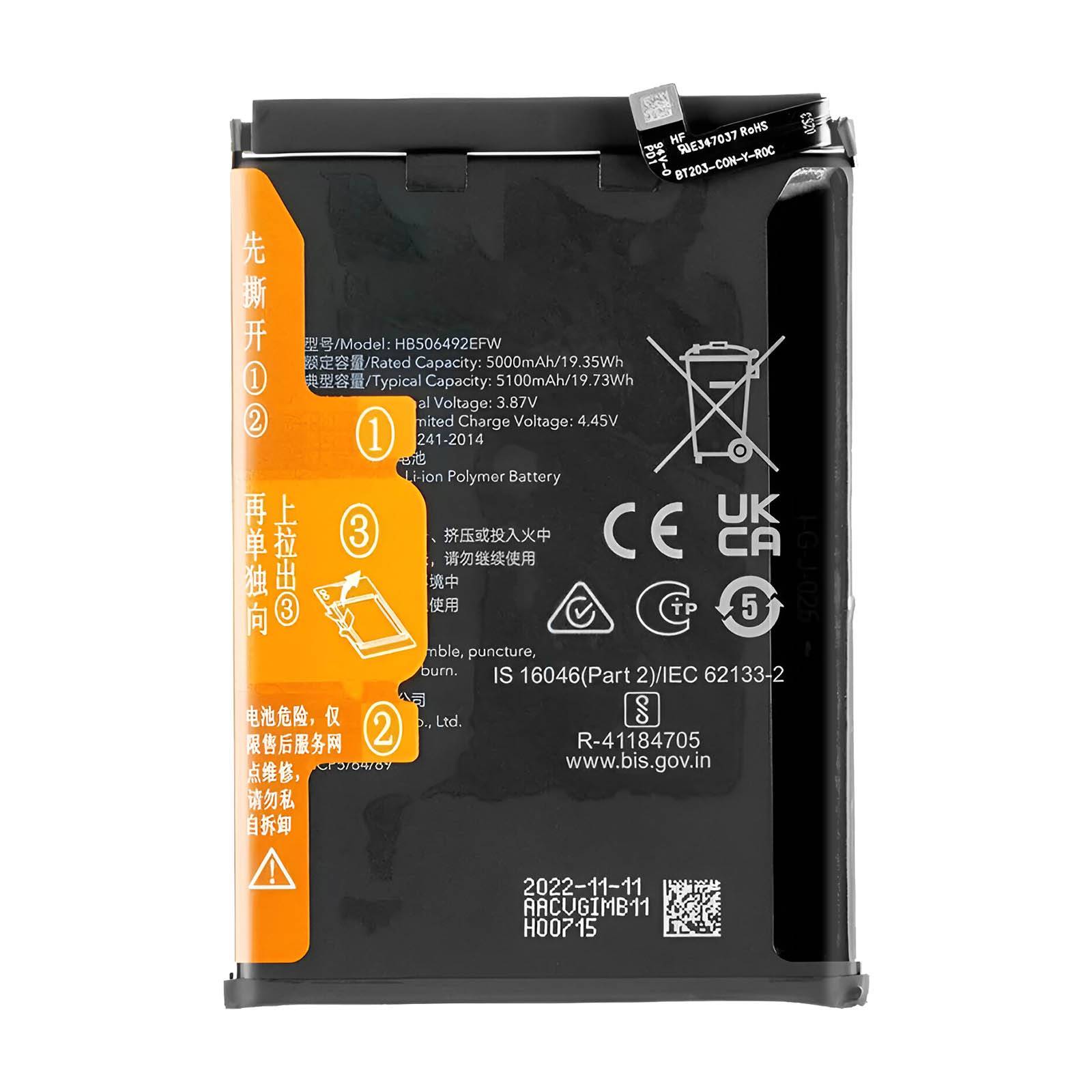 Batterie interne pour Honor Magic 5 Lite 5100mAh modèle HB506492EFW-0