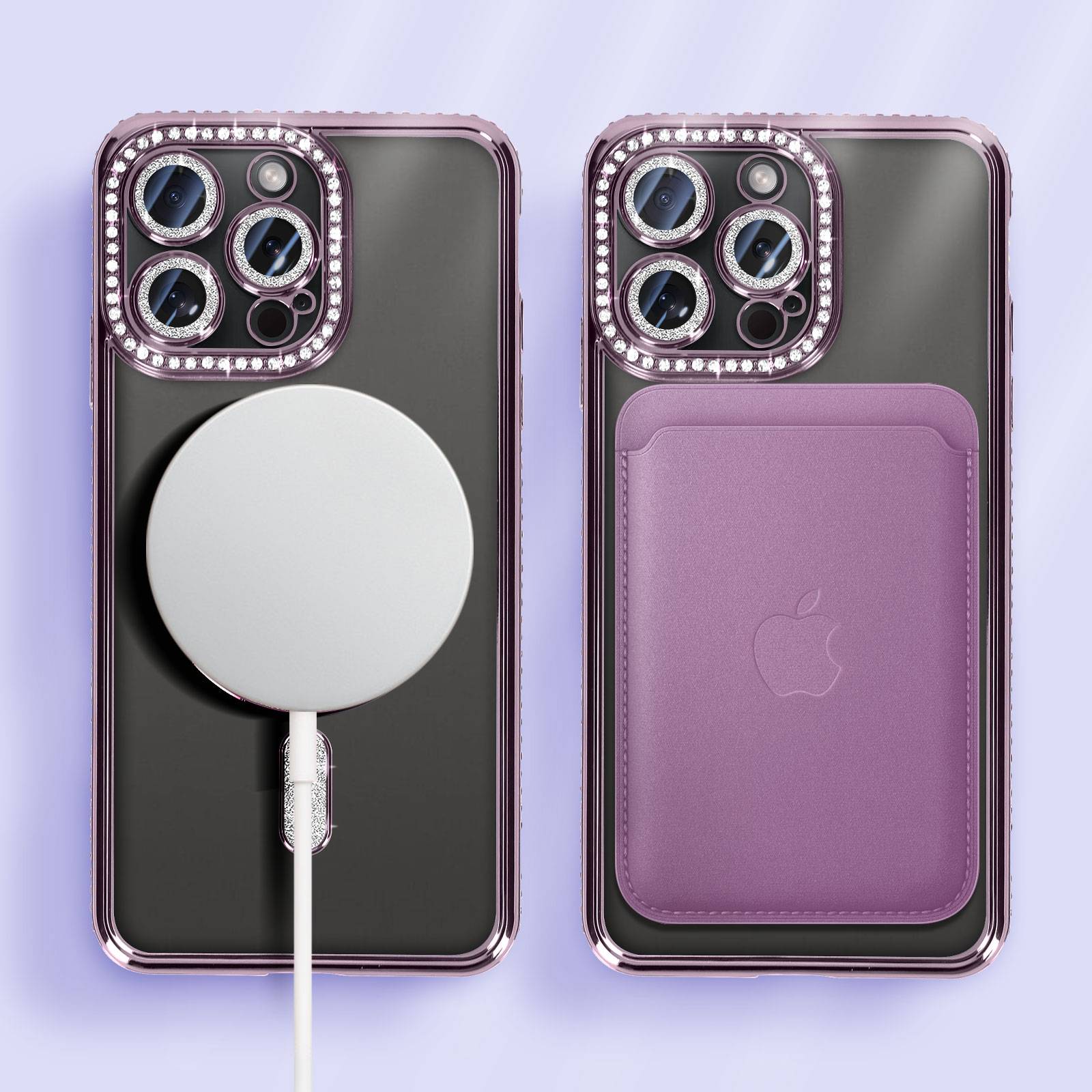 Coque Diamant pour iPhone 15 Pro Max Protection MagSafe Contour Strass-4