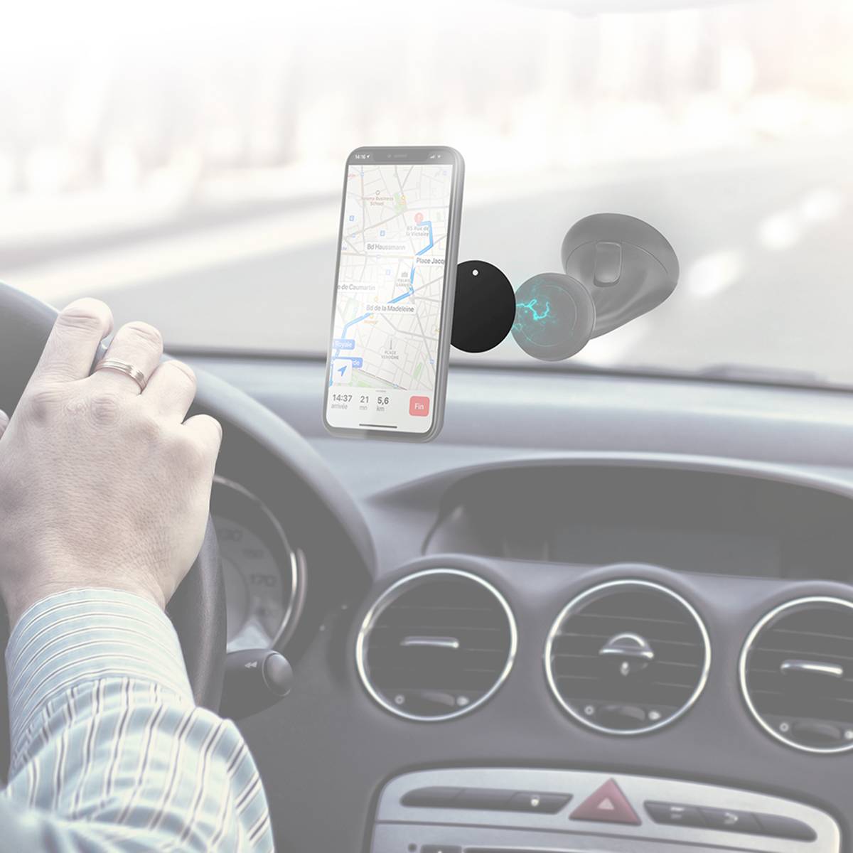 Pack de 2 Plaques Métalliques pour Fixation Magnétique de Support Voiture-4