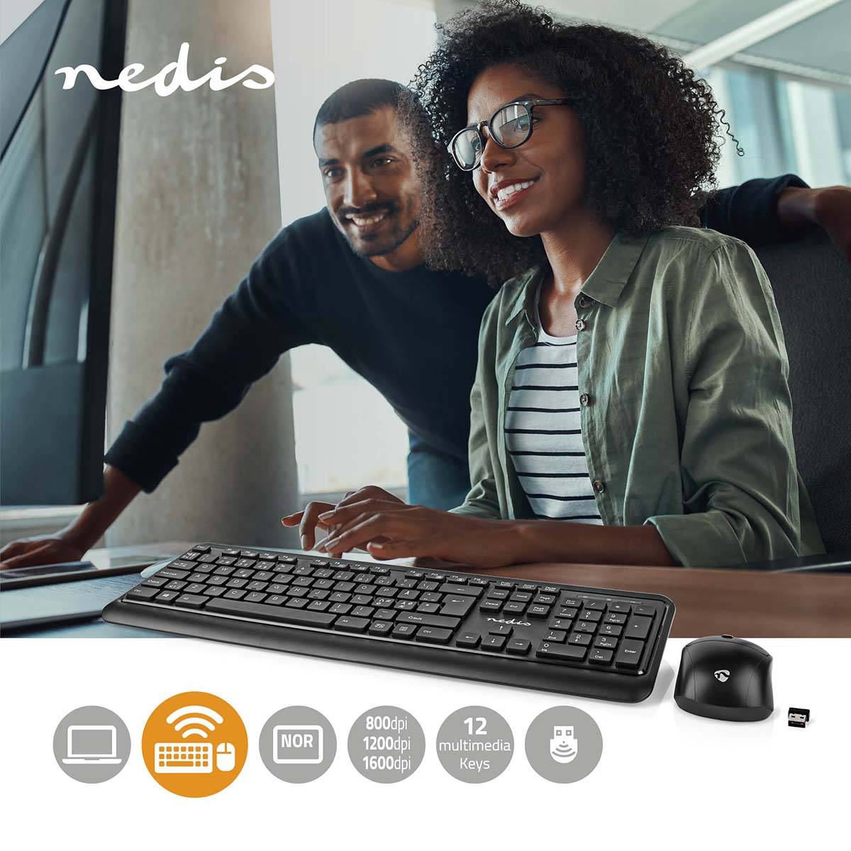 Pack Clavier Sans Fil QWERTY Hollandais avec Souris Sans Fil et Nano-Récepteur USB-4