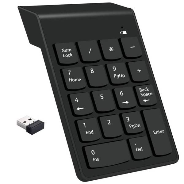 Clavier Numérique Sans Fil 18 Touches Silencieux avec Inclinaison de 15°