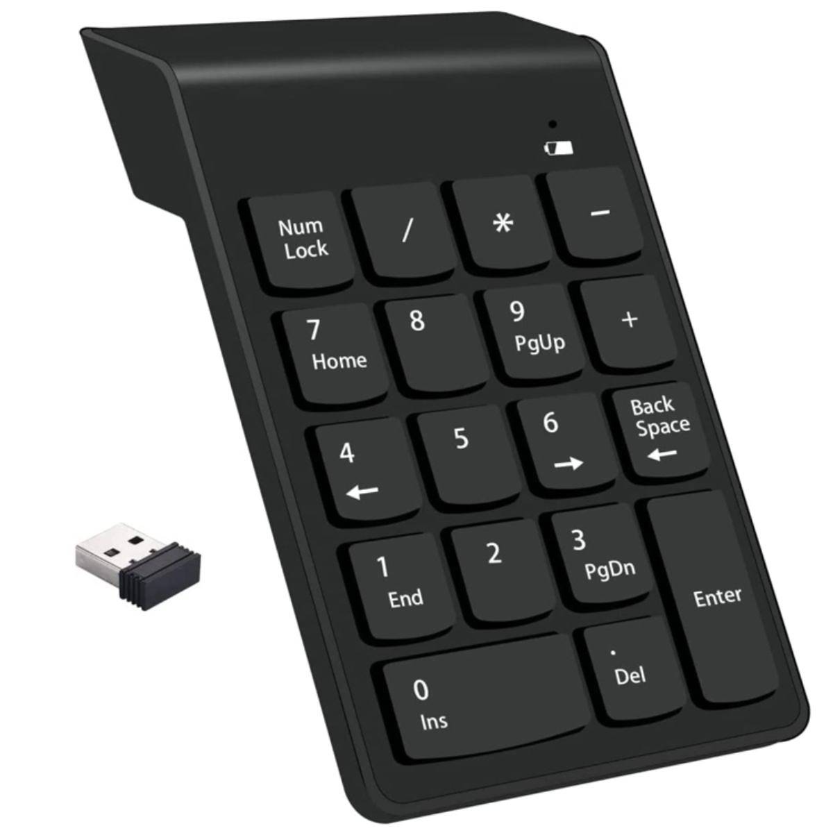 Clavier Numérique Sans Fil 18 Touches Silencieux avec Inclinaison de 15°-0