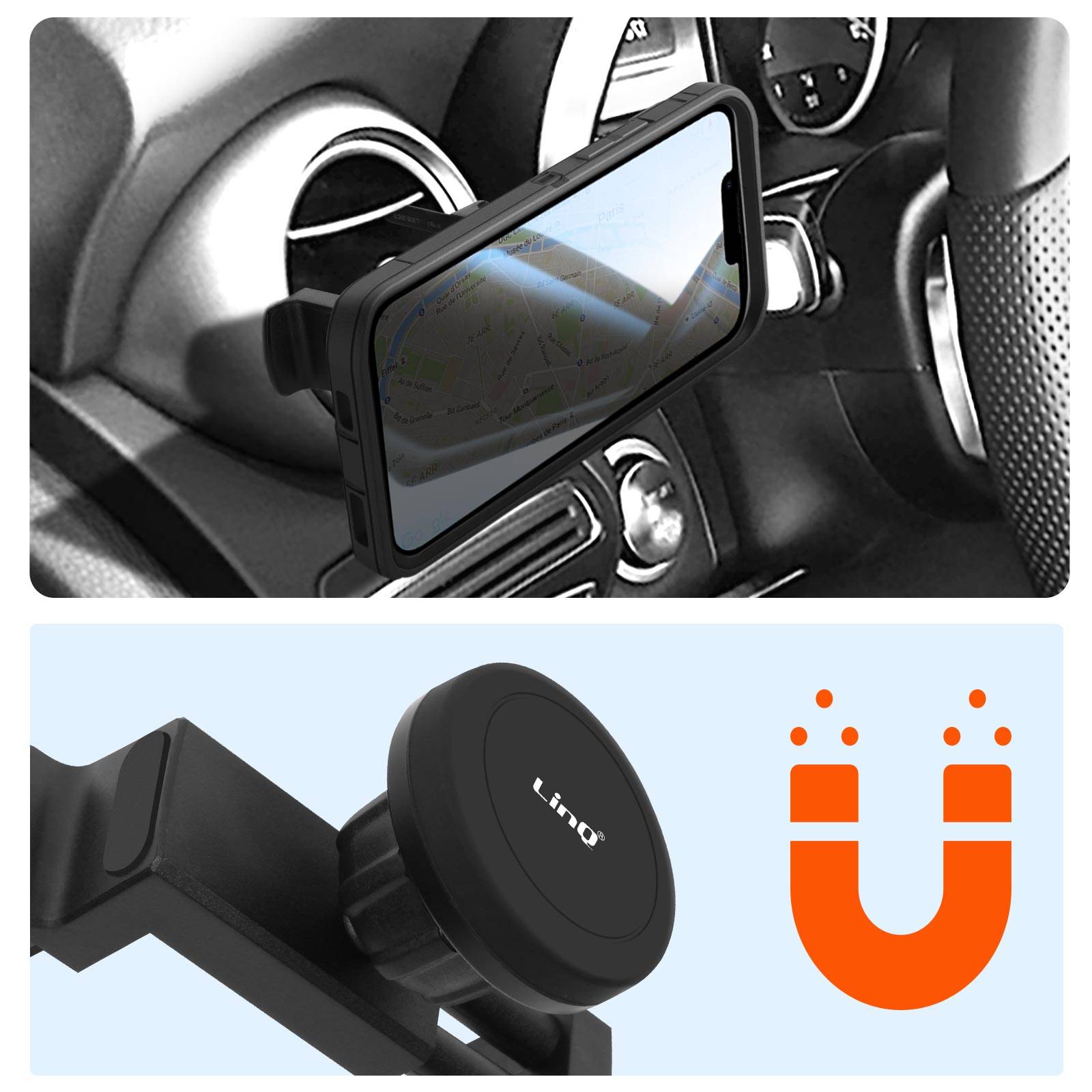 Support Voiture MagSafe 15W Fixation Grille d'aération Ronde-2