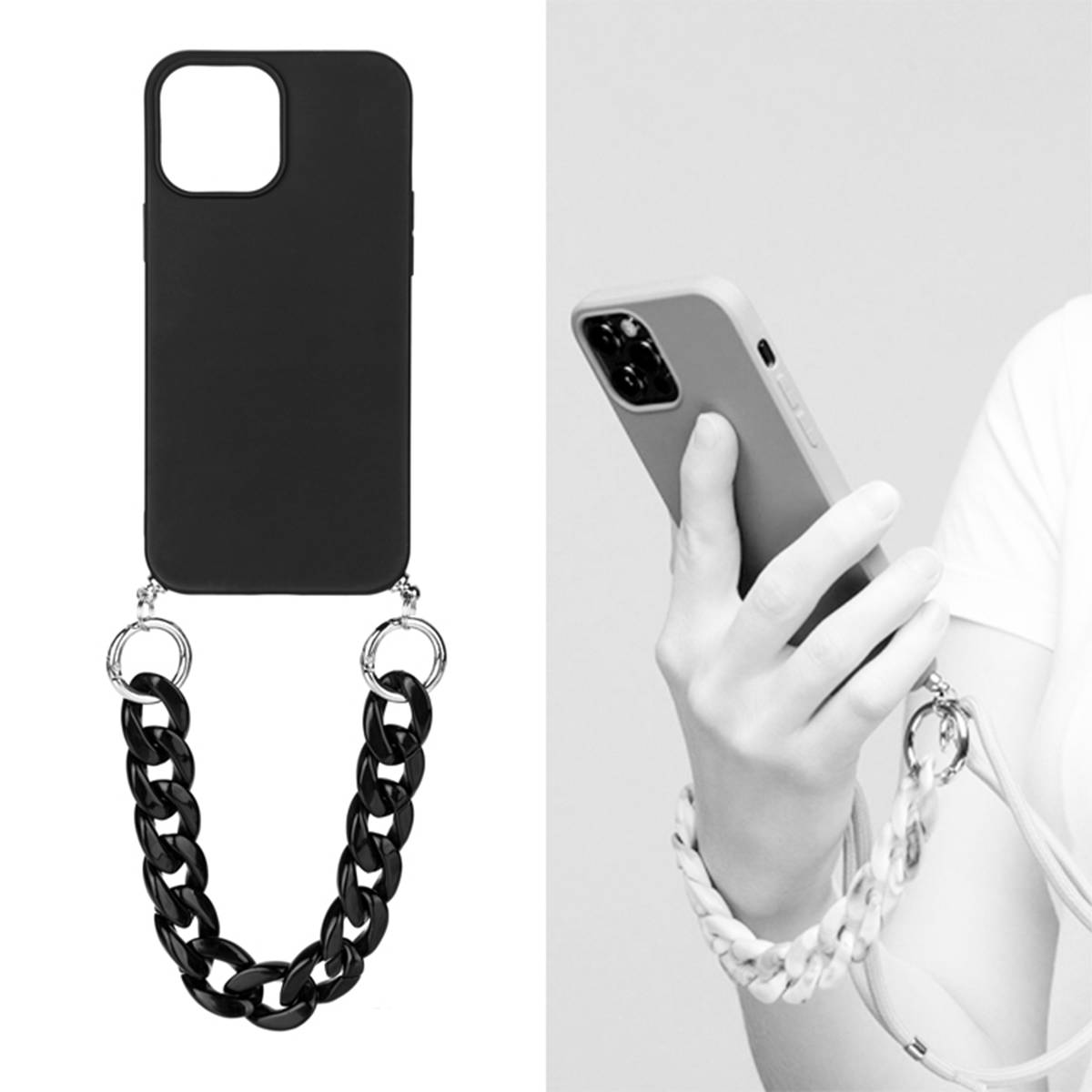 Coque pour iPhone 13 Pro Max avec Cordon en Nylon et Chaîne en Résine-3