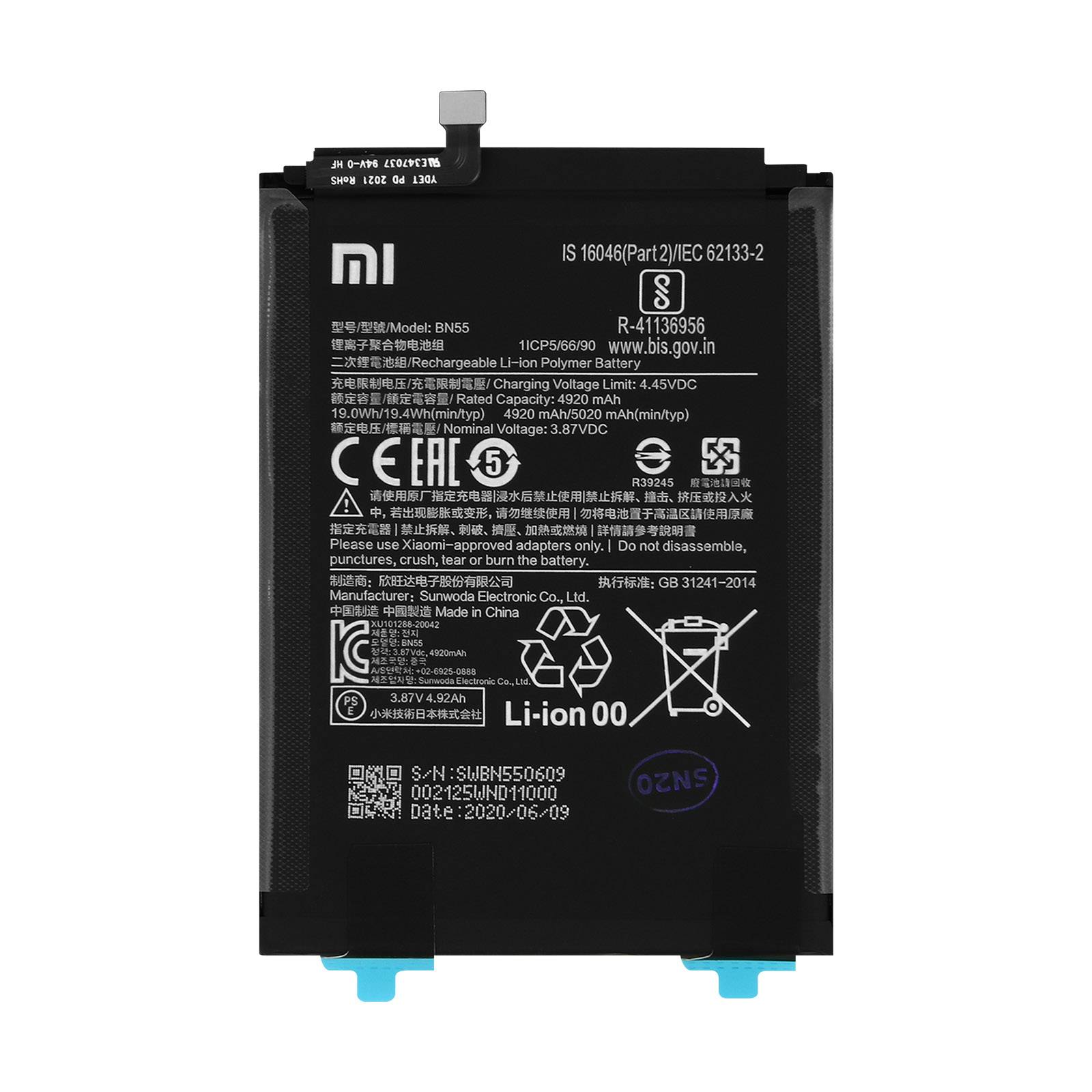 Batterie pour Xiaomi Redmi Note 9S 5020mAh BN55 Service Pack-1