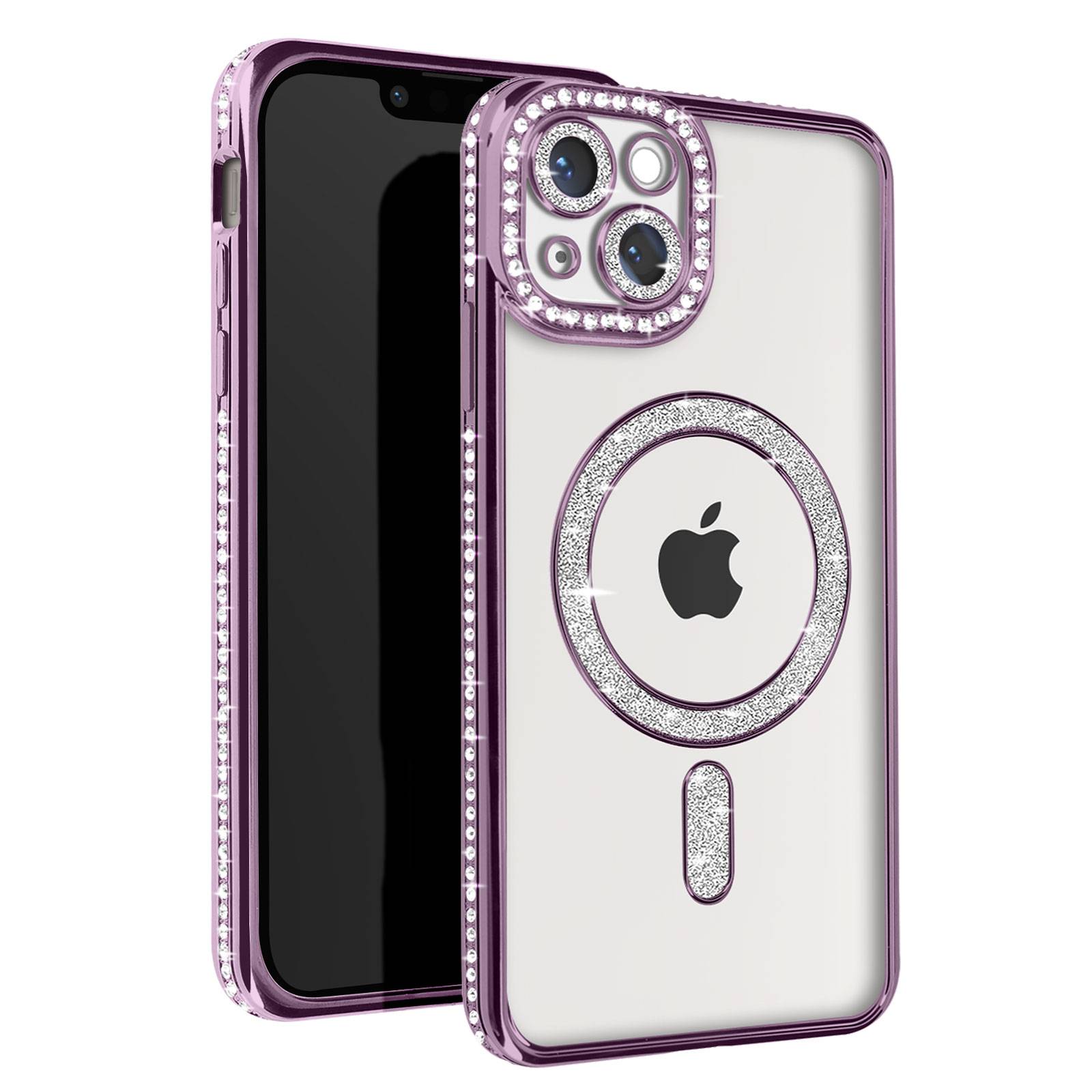 Coque Diamant pour iPhone 13 Protection MagSafe Contour Strass-0