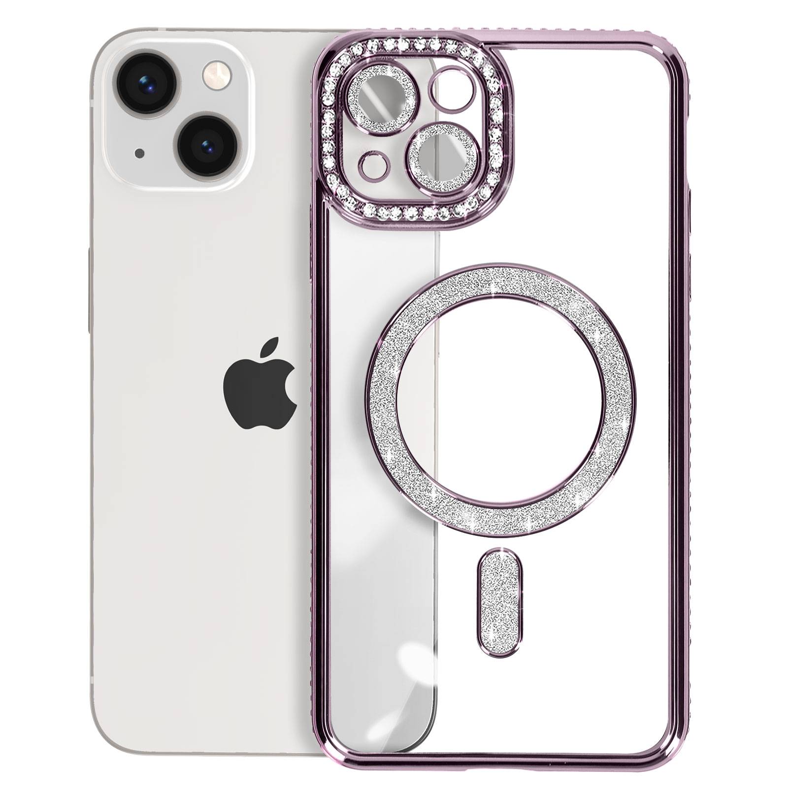 Coque Diamant pour iPhone 13 Protection MagSafe Contour Strass-1