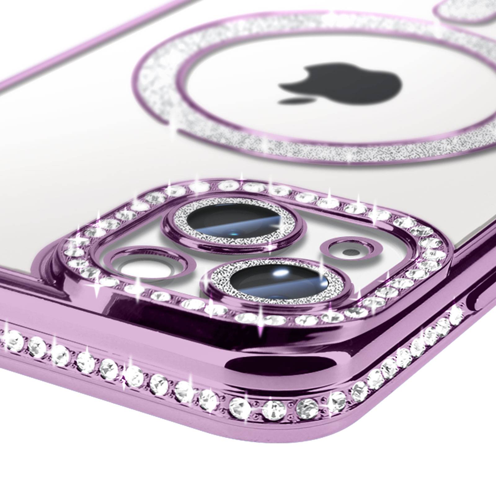 Coque Diamant pour iPhone 13 Protection MagSafe Contour Strass-2