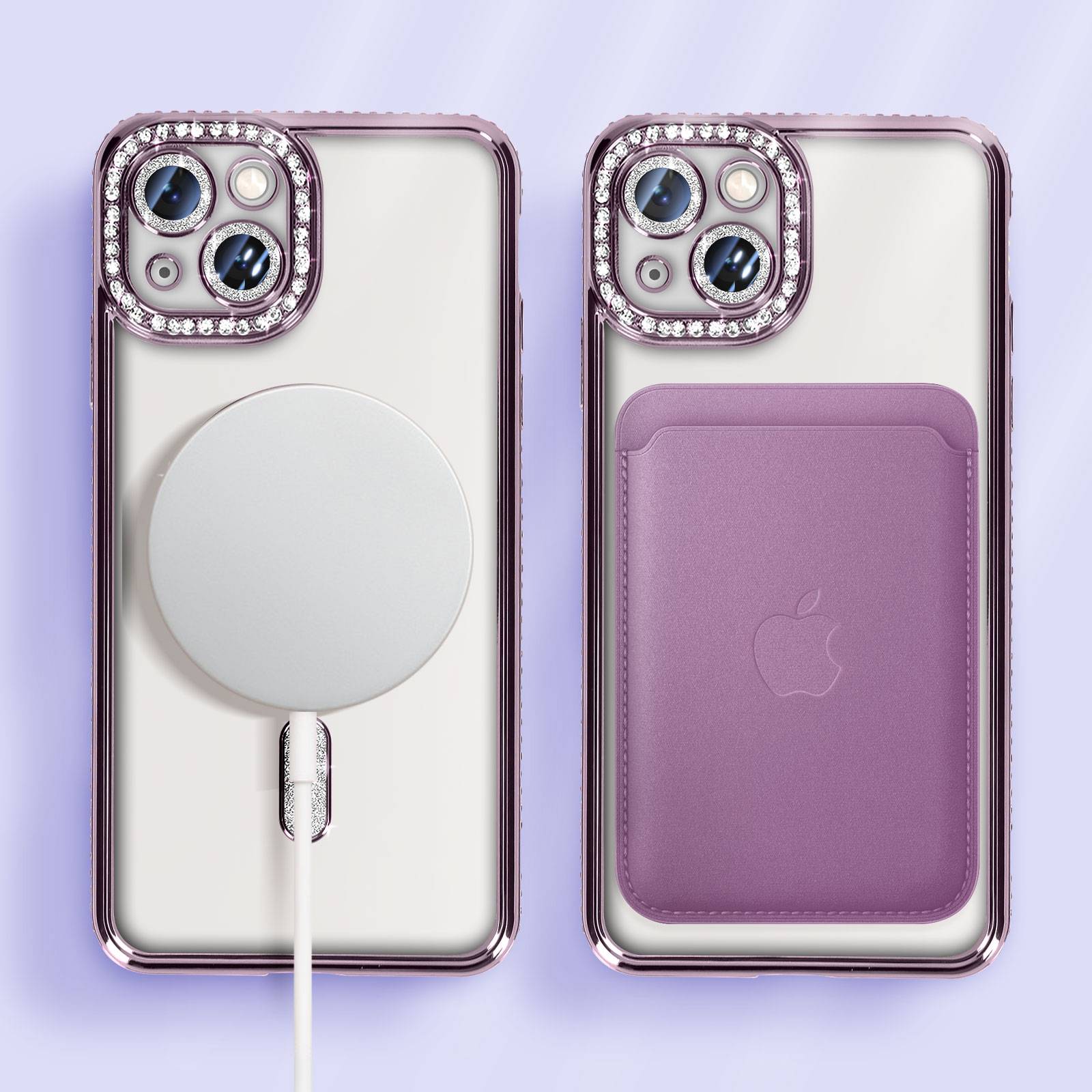 Coque Diamant pour iPhone 13 Protection MagSafe Contour Strass-4