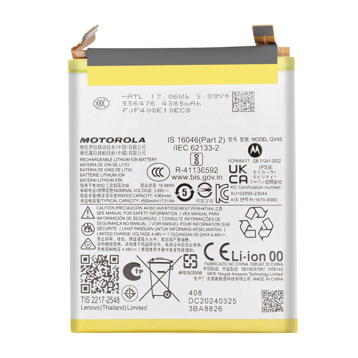 Batterie de Remplacement QV45 pour Motorola Edge 50 Ultra Service Pack-0