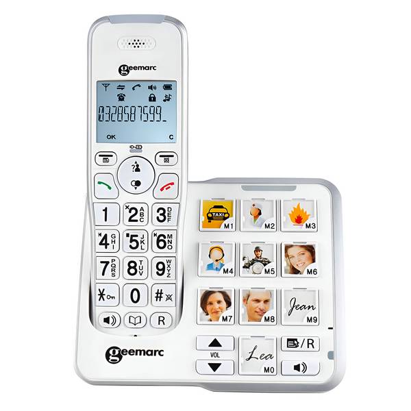 Téléphone Senior Sans Fil Amplifié Touches Mémoire Photo Répondeur
