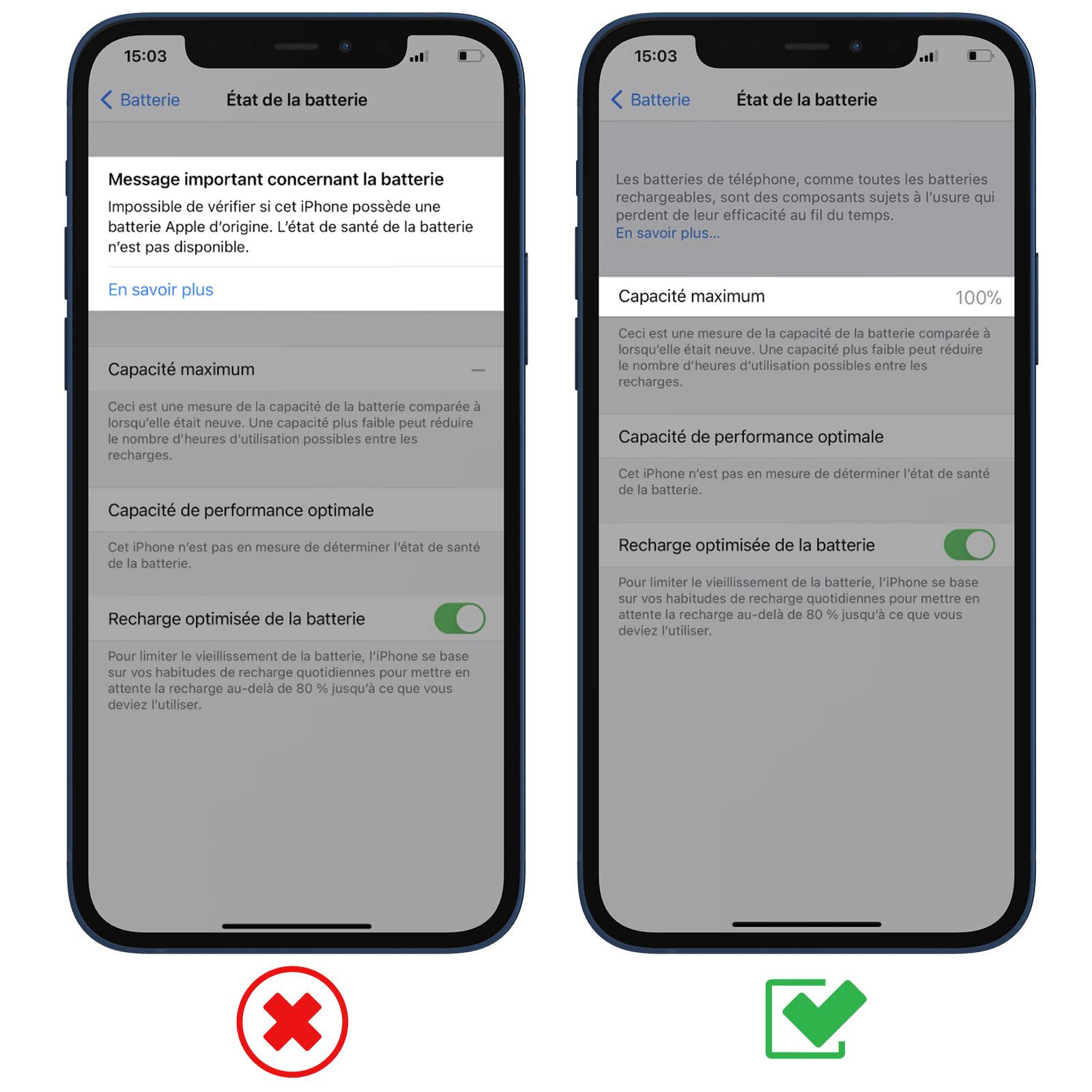Batterie Sans BMS pour iPhone 12 et pour iPhone 12 Pro Capacité 2815mAh-2