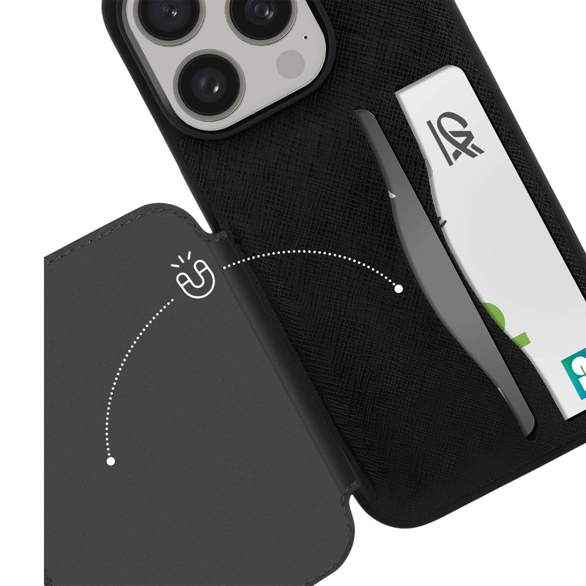 Coque pour Apple iPhone 15 Pro Saffiano avec porte-cartes-3
