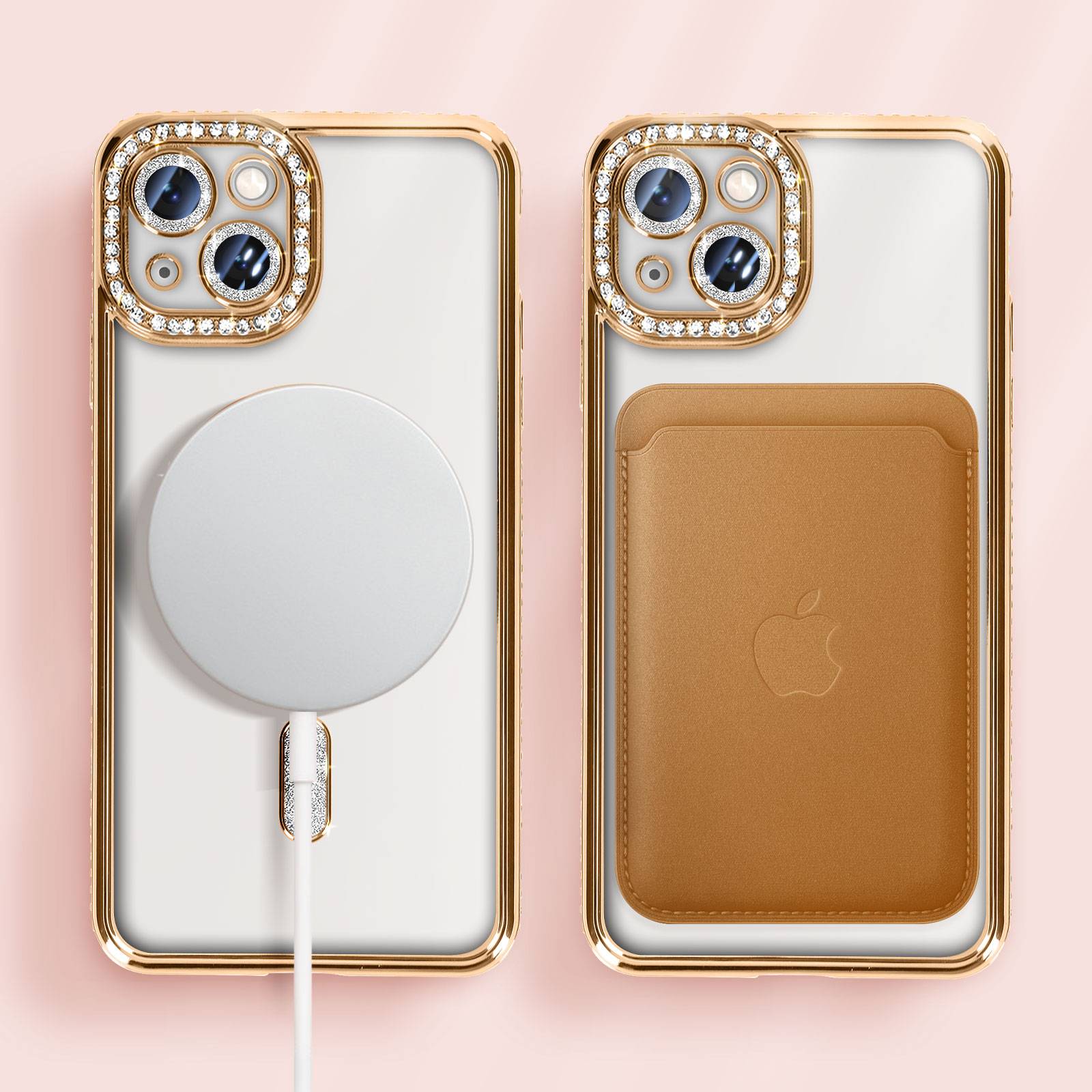 Coque Diamant pour iPhone 13 Protection MagSafe Contour Strass-4