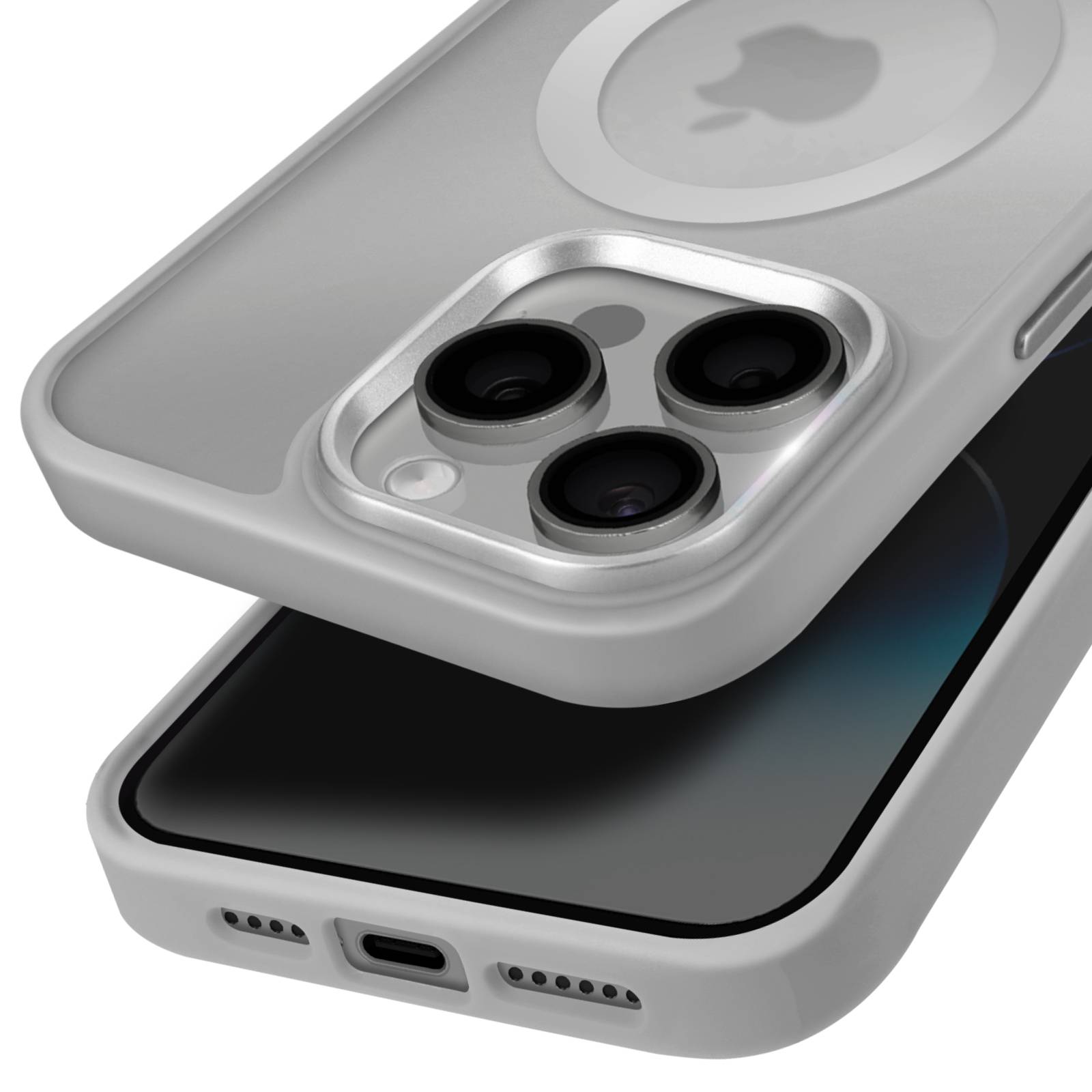 Coque MagSafe pour iPhone 14 Pro Dos Mat Givré Contour-1