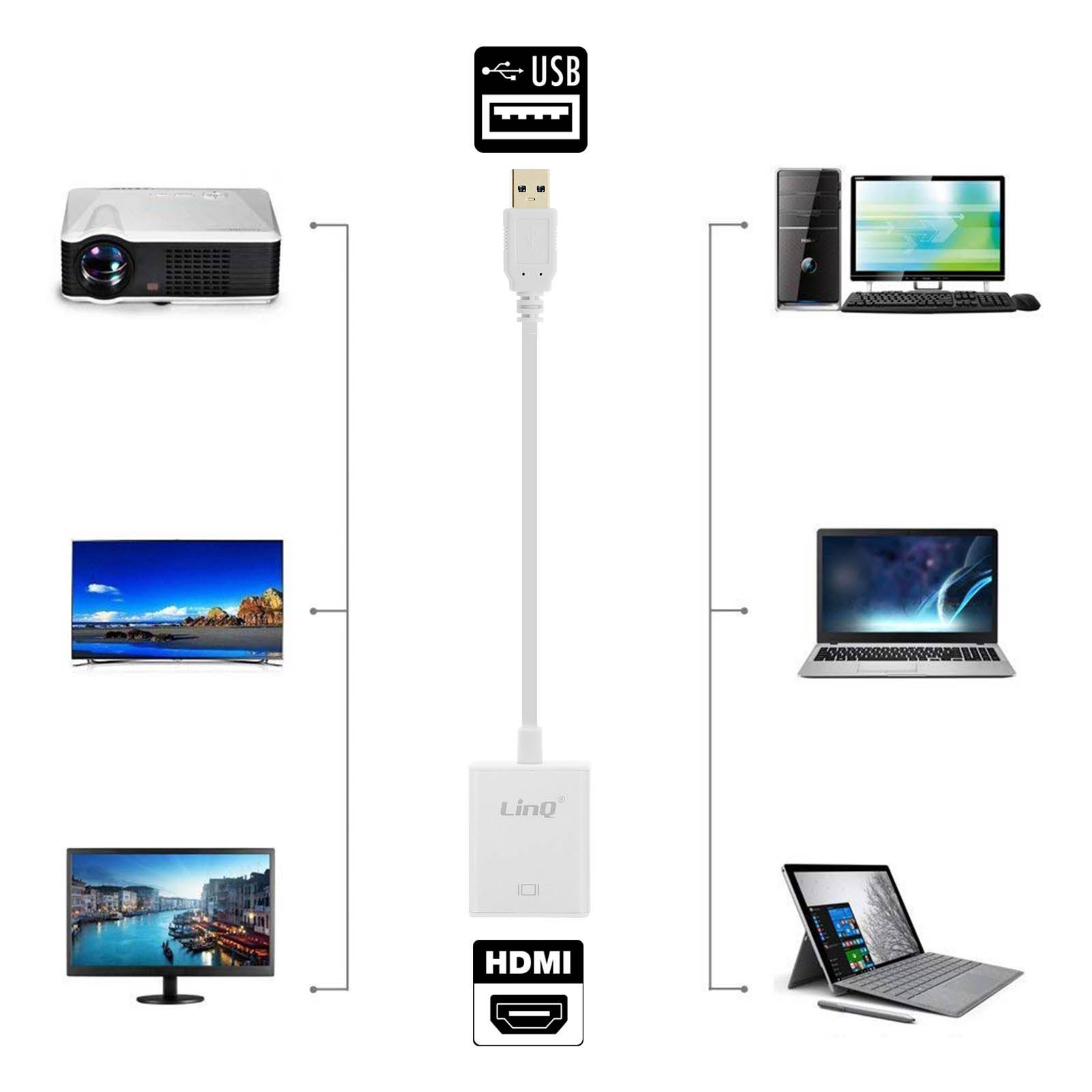 Câble USB 3.0 vers HDMI Femelle Adaptateur Vidéo Full HD-3