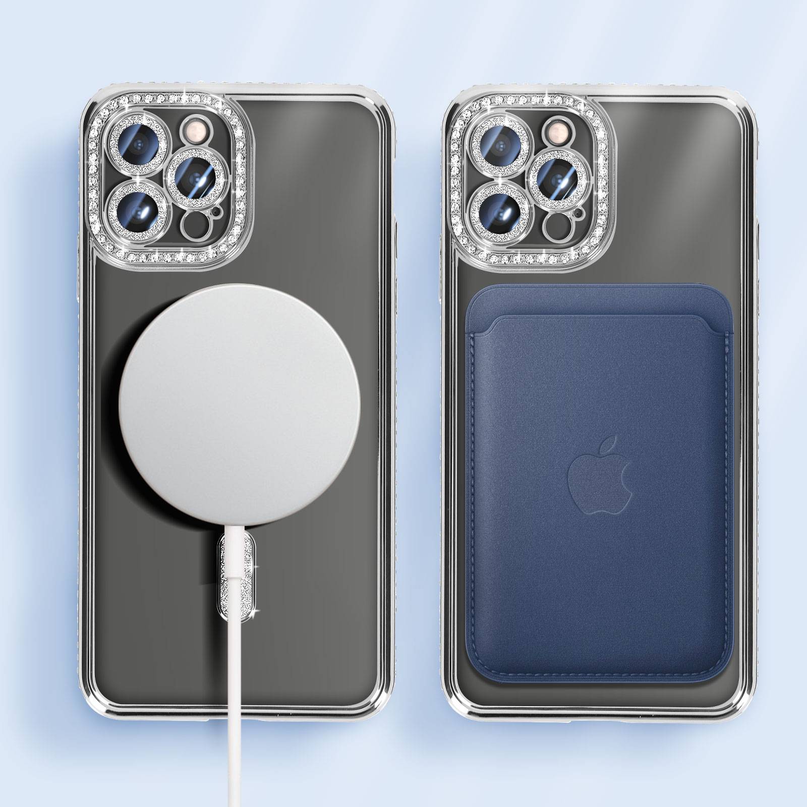 Coque Diamant pour iPhone 13 Pro Max Protection MagSafe Contour Strass-4