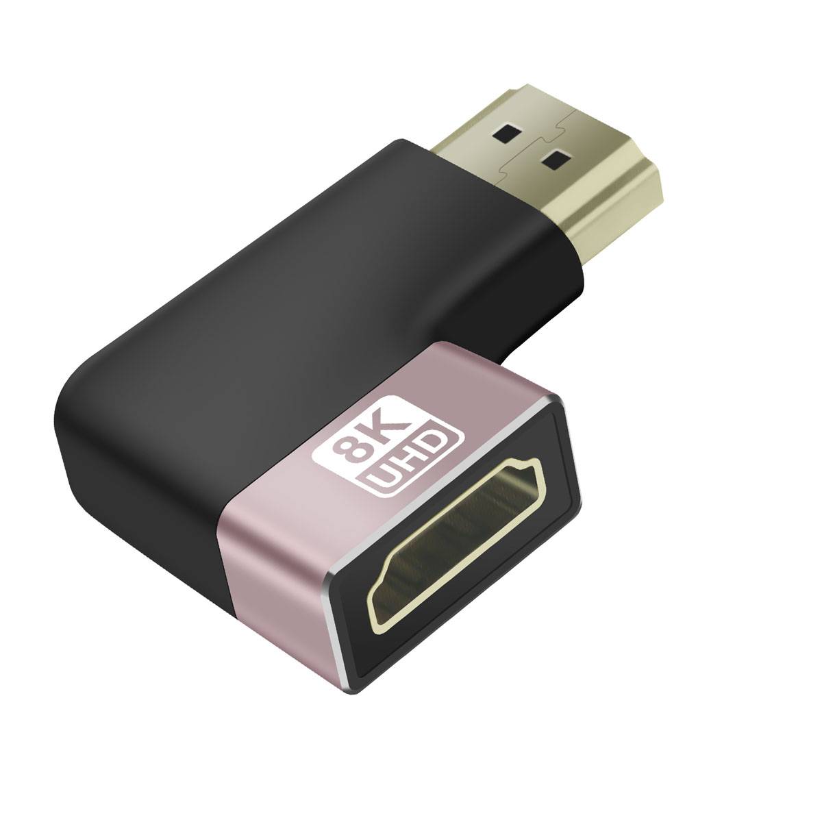 Adaptateur Vidéo 8K UHD HDMI Femelle vers HDMI Mâle Coudé à Gauche-0
