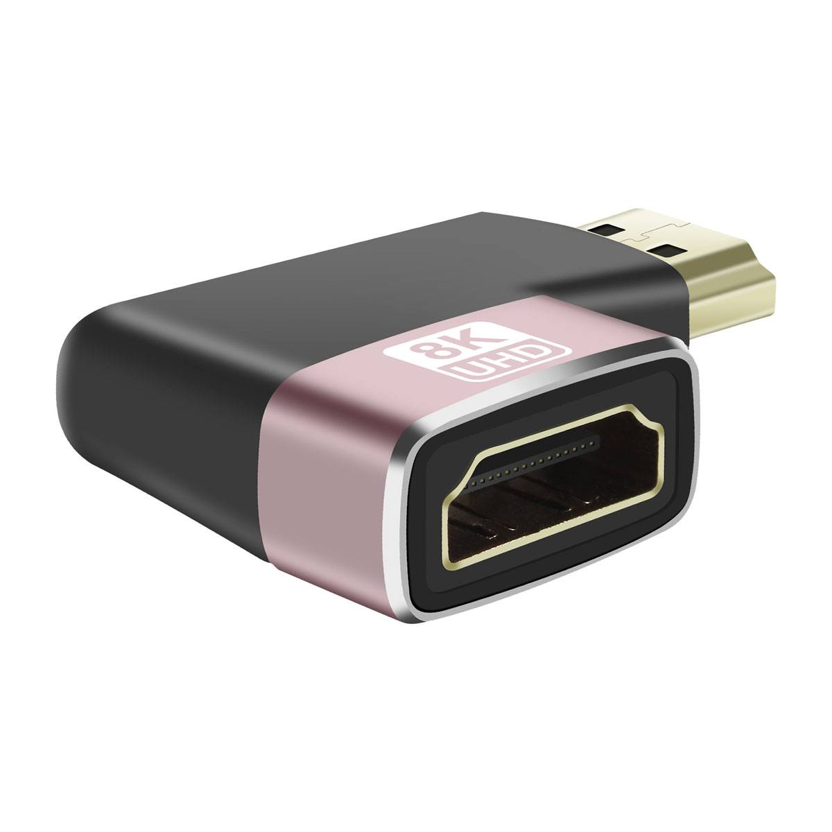 Adaptateur Vidéo 8K UHD HDMI Femelle vers HDMI Mâle Coudé à Gauche-1