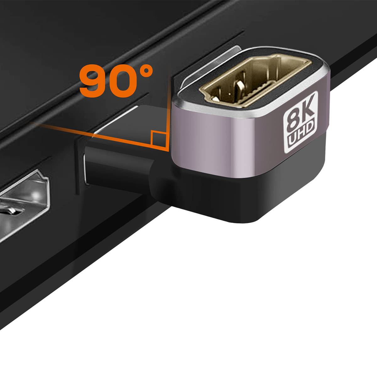 Adaptateur Vidéo HDMI Mâle vers Femelle 8K UHD Coudé Vertical Bas-3