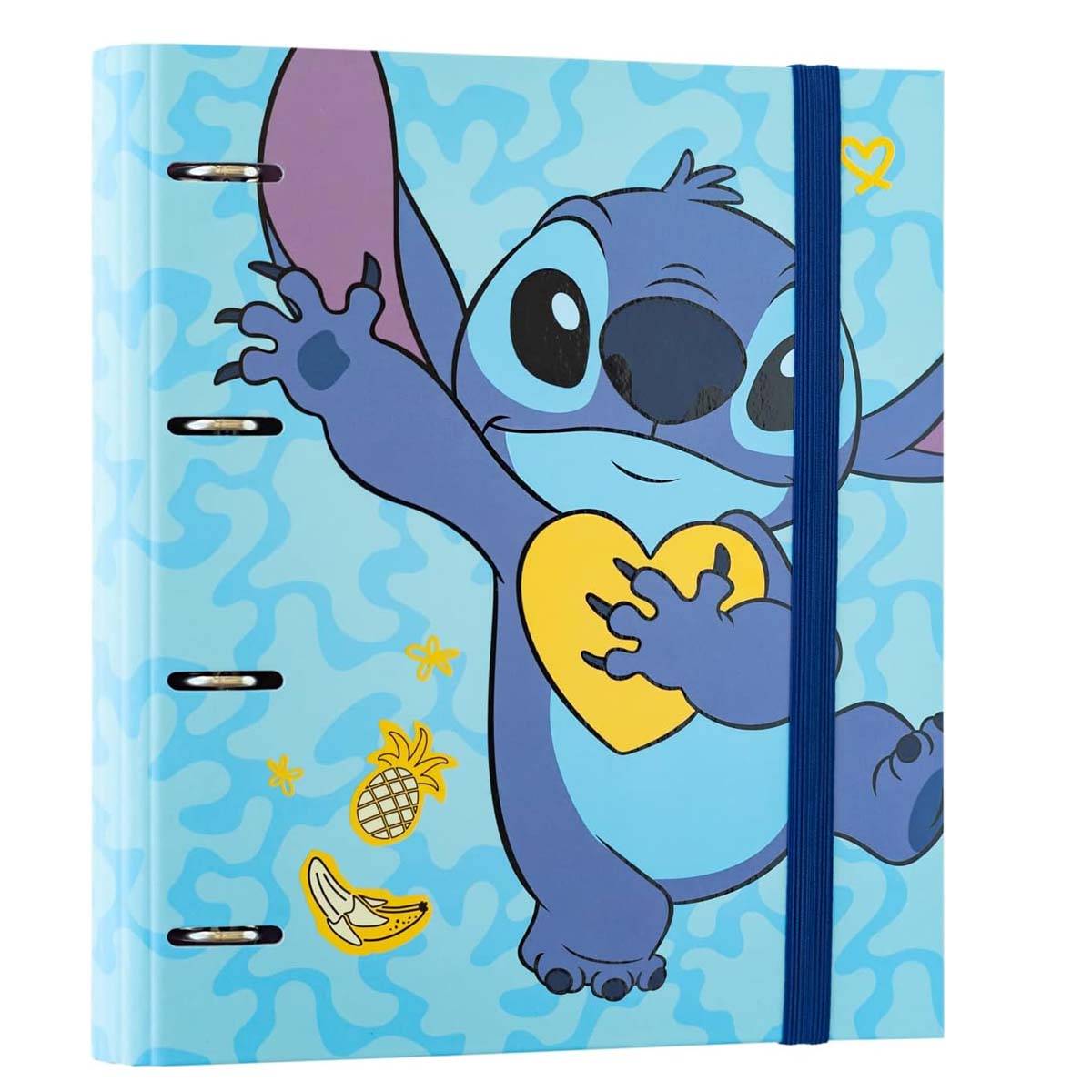 Classeur A4 Stitch 4 Anneaux Tropical Fermeture Élastique Ultra Rigide-0