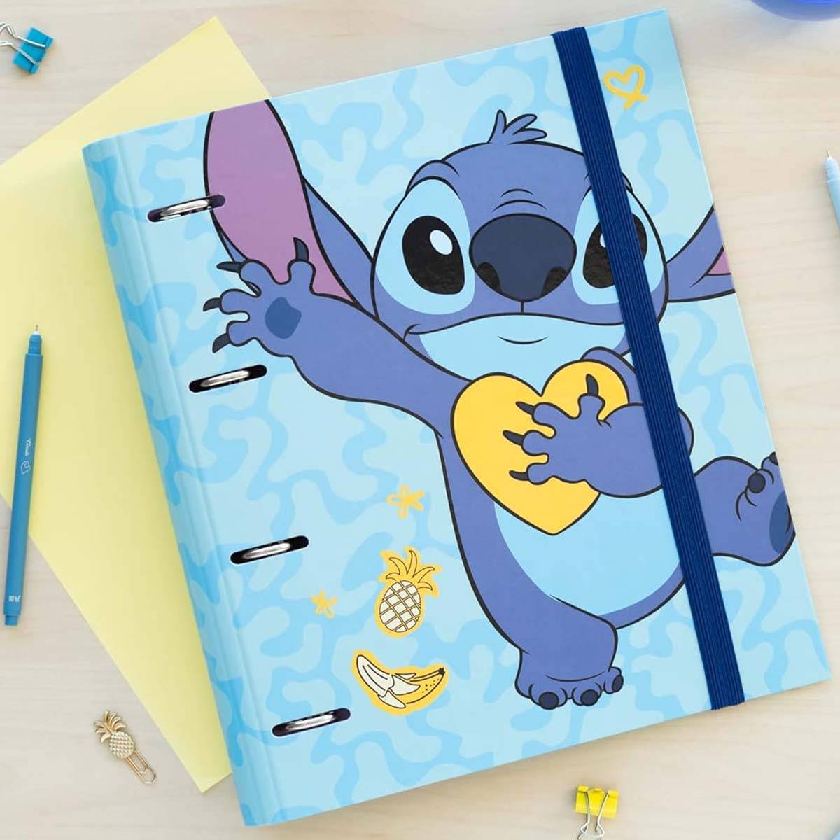 Classeur A4 Stitch 4 Anneaux Tropical Fermeture Élastique Ultra Rigide-3