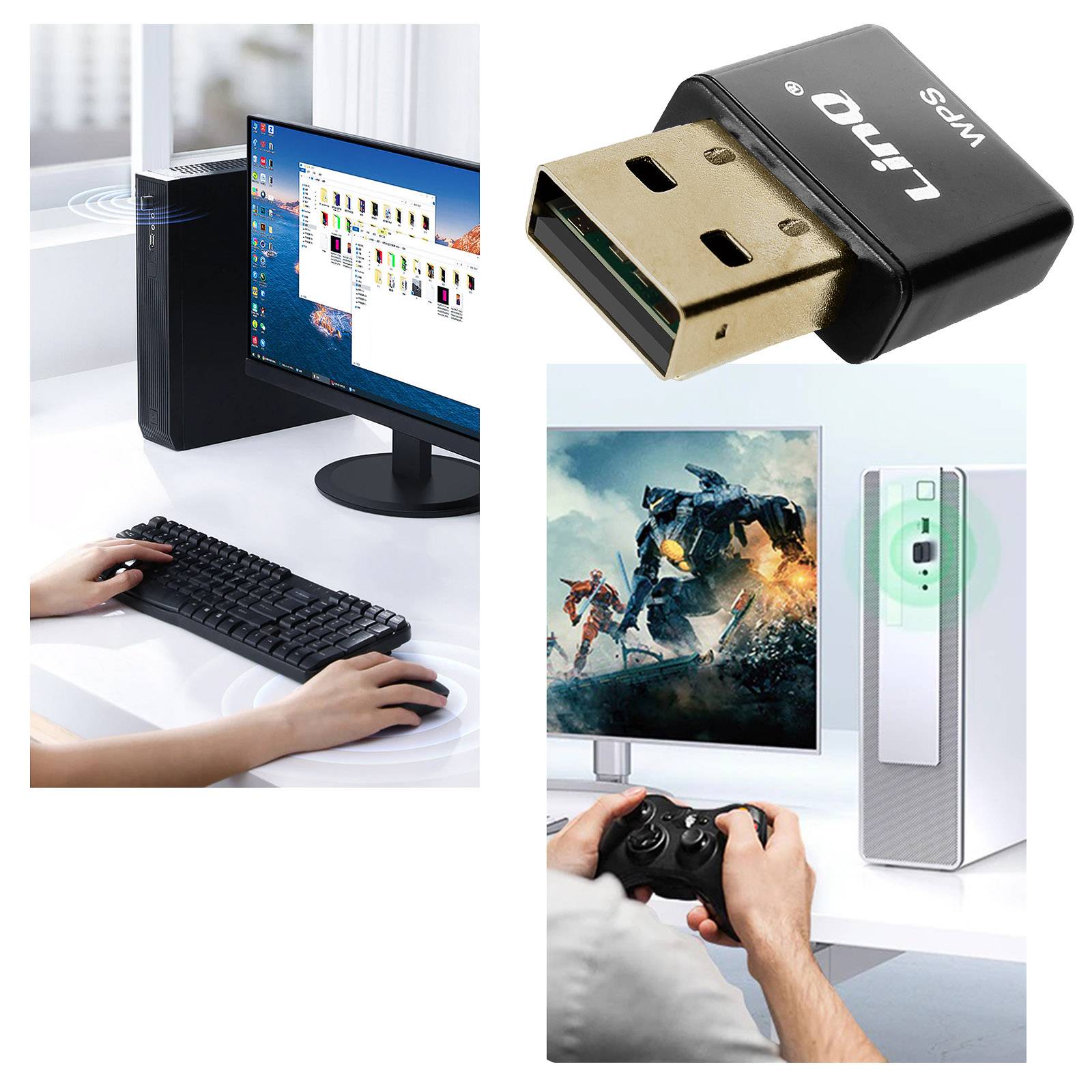 Clé USB WiFi 300Mbps Adaptateur Réseau Bouton WPS Ultra-Compact-2