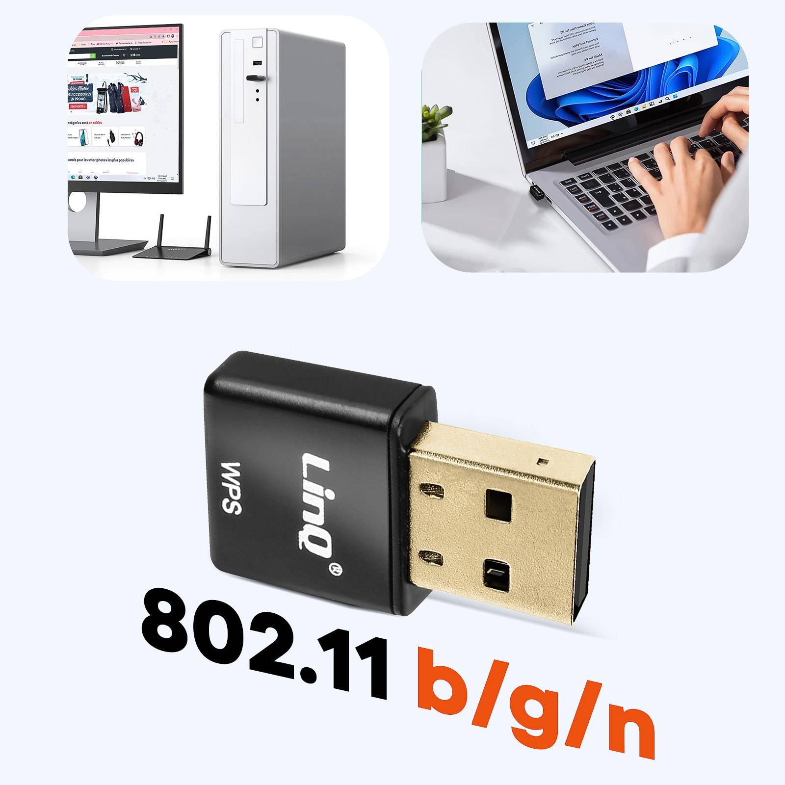 Clé USB WiFi 300Mbps Adaptateur Réseau Bouton WPS Ultra-Compact-3