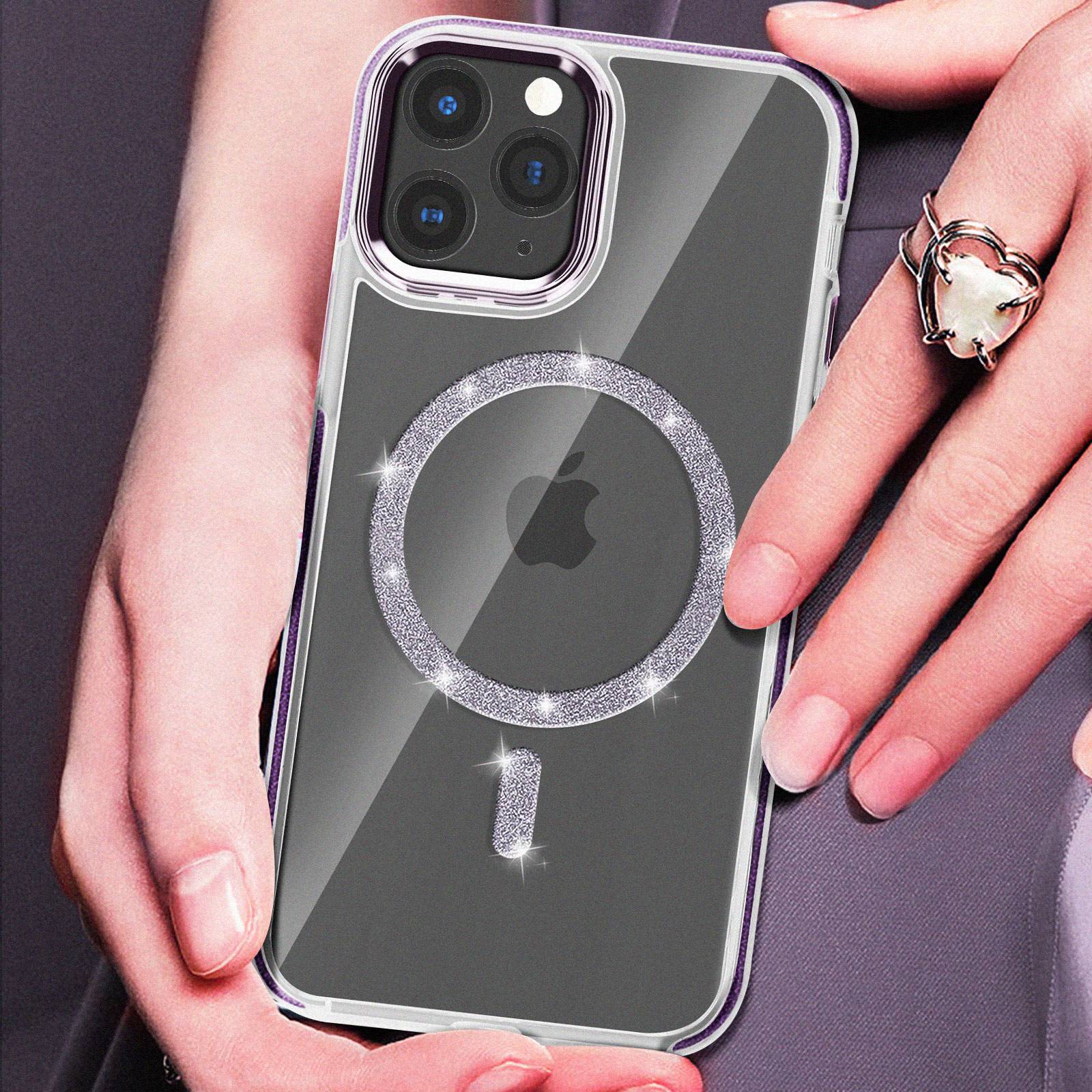 Coque MagSafe pour iPhone 11 Pro Max Silicone Pailleté-2
