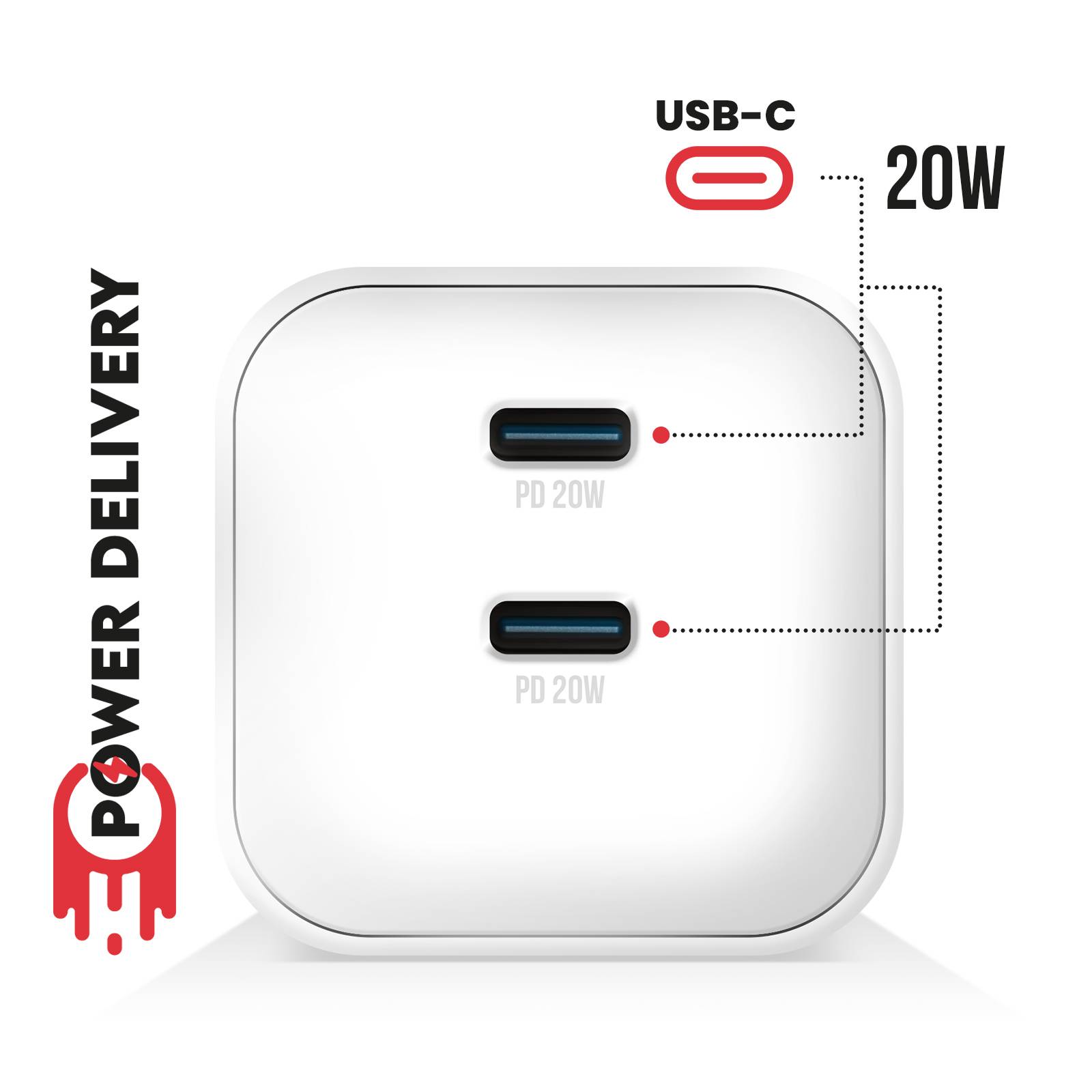 Chargeur Secteur GaN avec Double Port USB-C Compact Power Delivery 20W-2