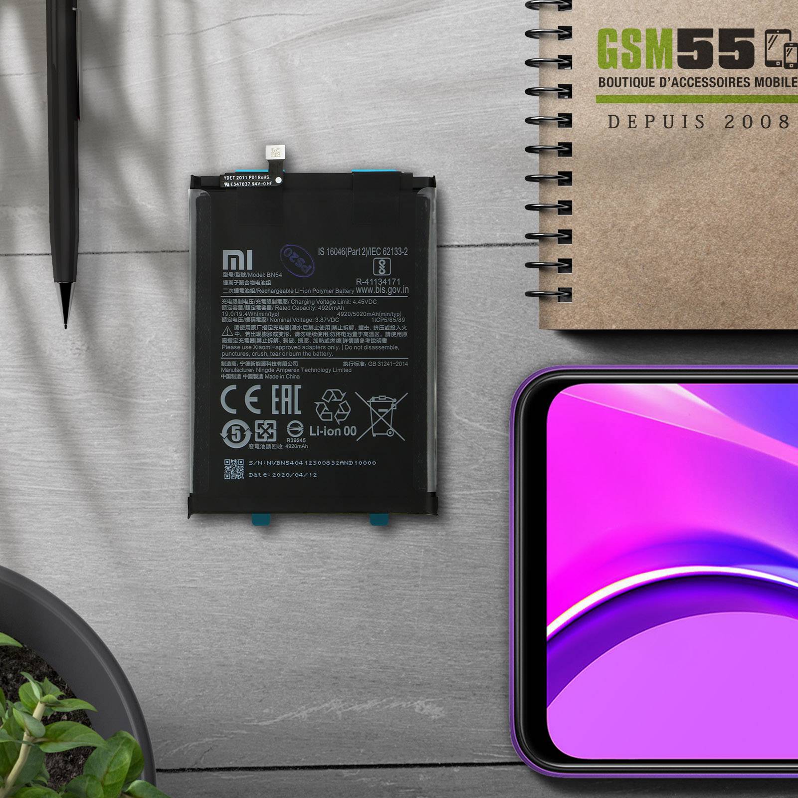 Batterie pour Xiaomi Redmi 9 / pour Xiaomi Redmi Note 9 5020mAh BN54-2