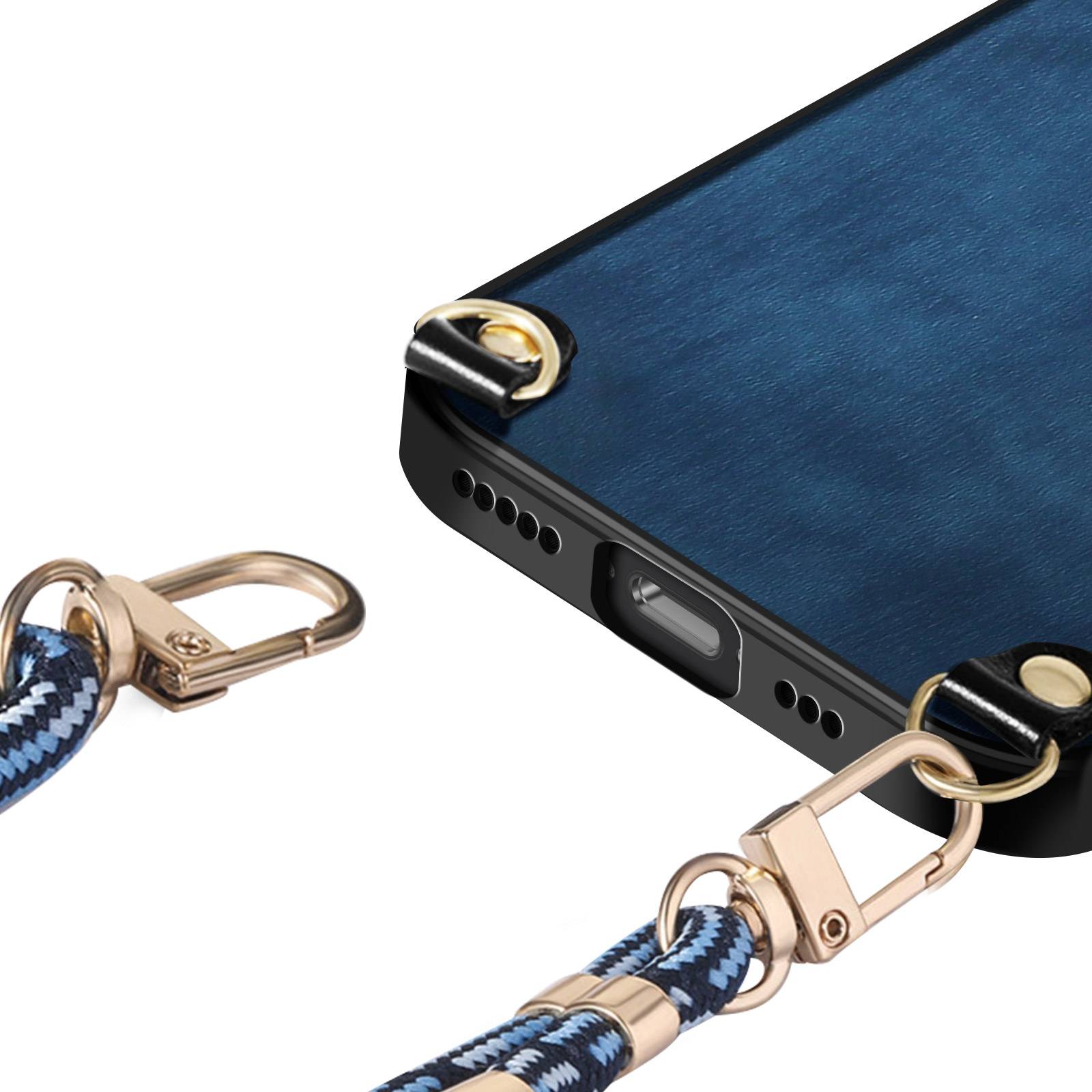 Coque pour iPhone 17e Effet Cuir Vintage avec Cordon Réglable-3