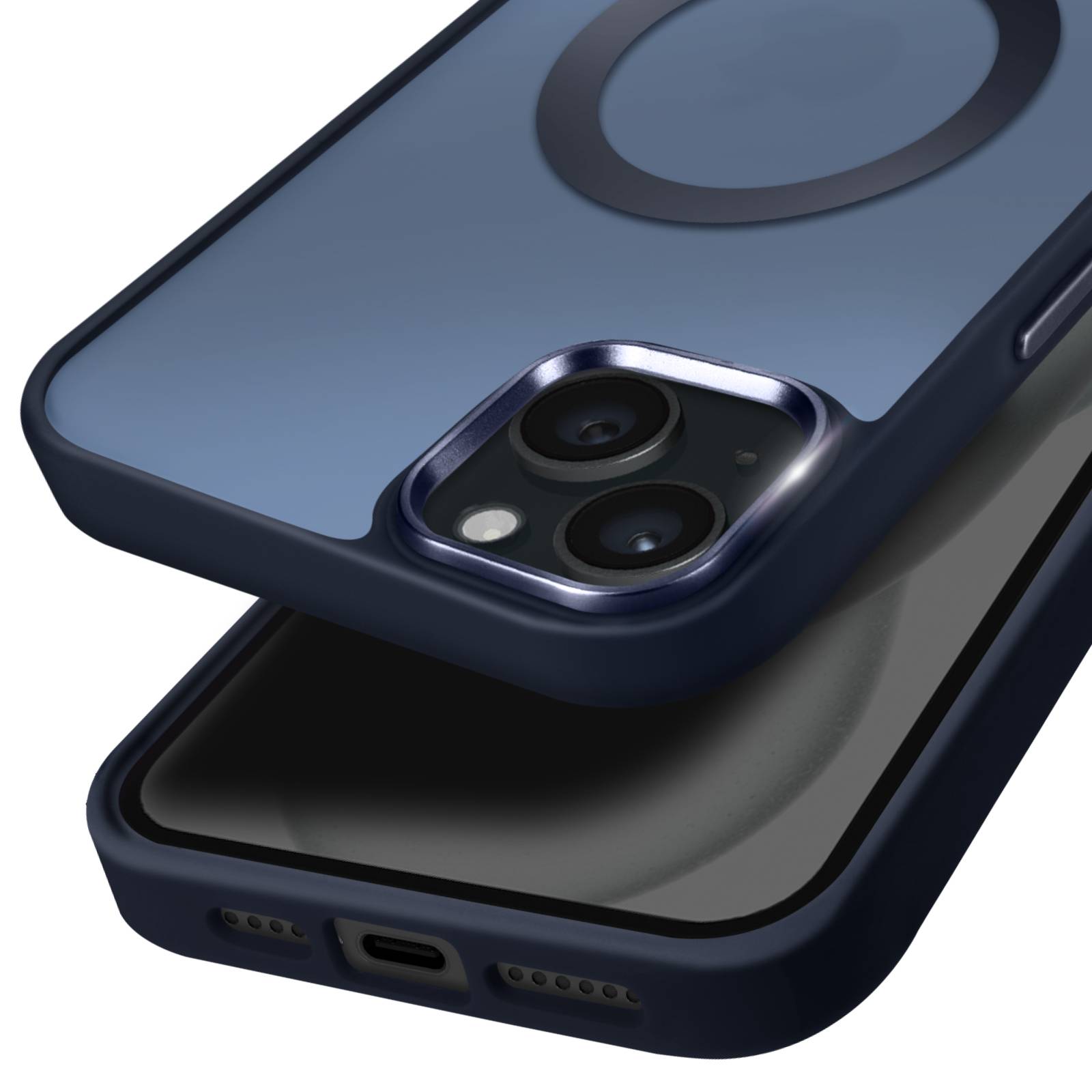 Coque MagSafe pour iPhone 15 Plus et 14 Plus Dos Mat Givré Contour-1
