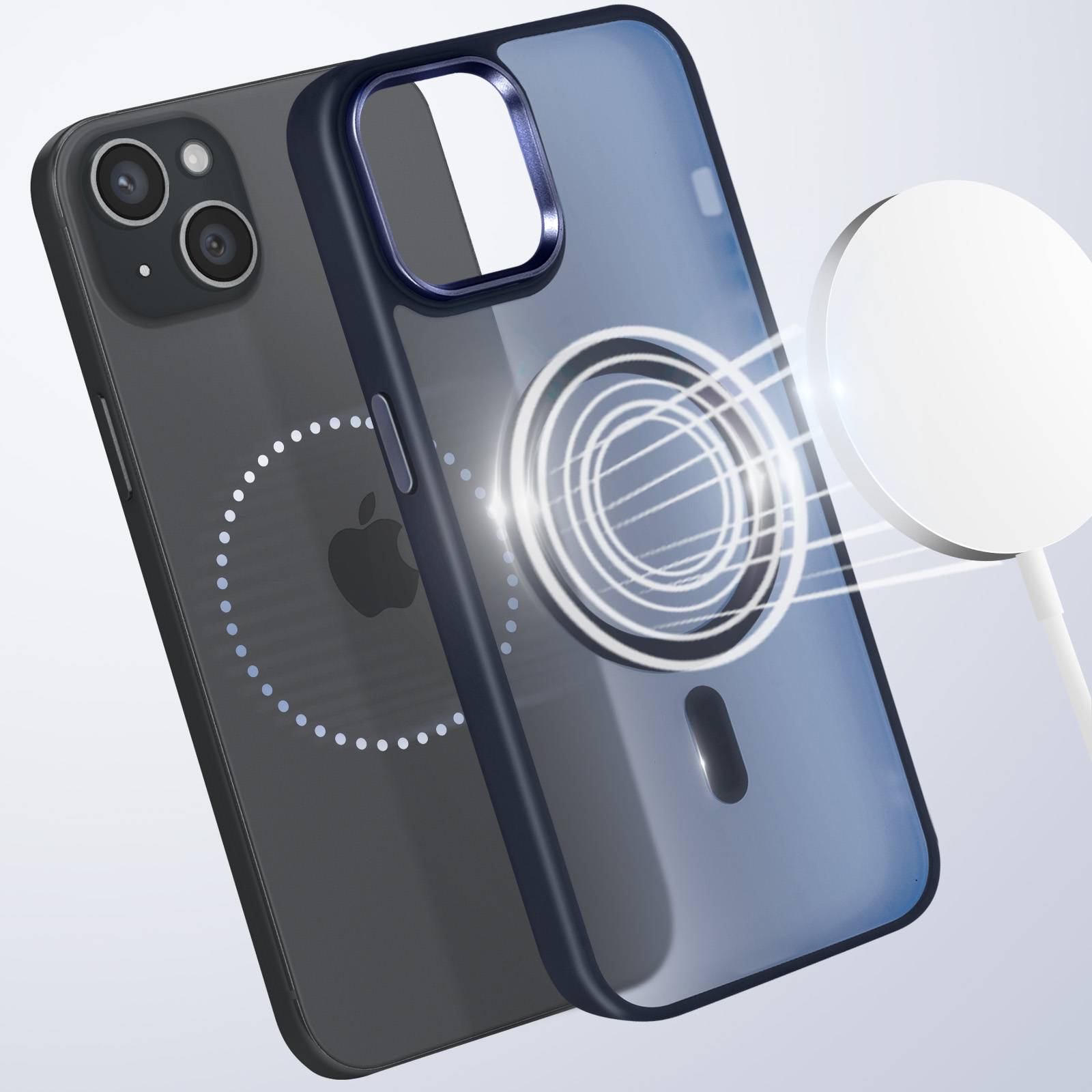 Coque MagSafe pour iPhone 15 Plus et 14 Plus Dos Mat Givré Contour-2