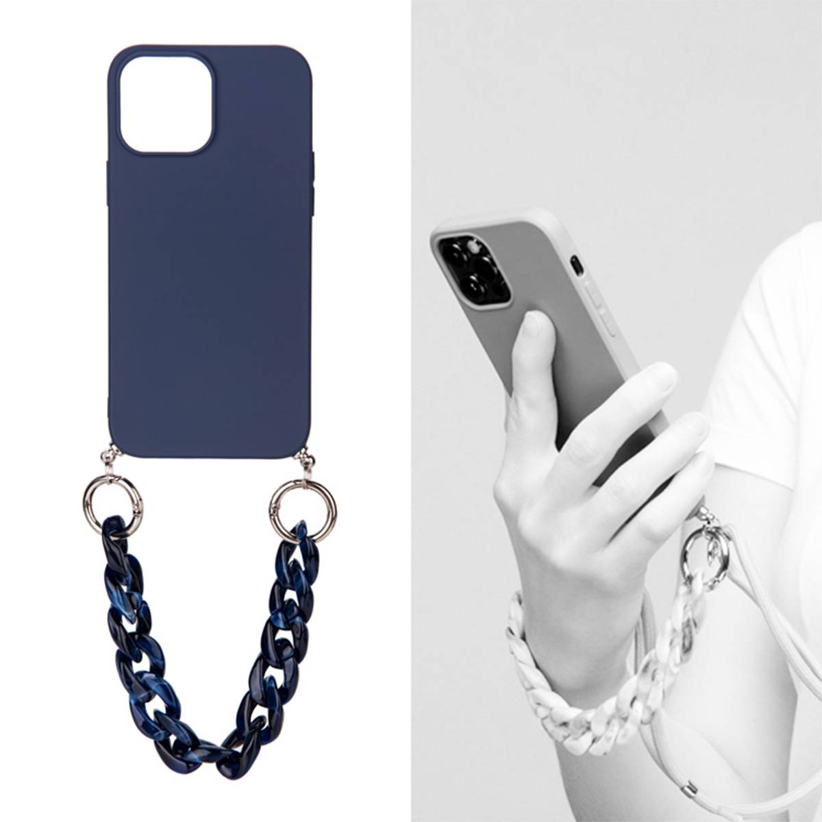 Coque pour iPhone 13 Pro Max avec Cordon en Nylon et Chaîne en Résine-3
