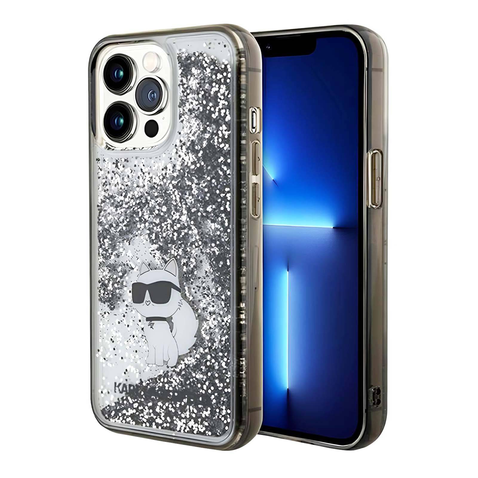 Coque pour iPhone 13 Pro Choupette Pailleté Scintillant Chic-3