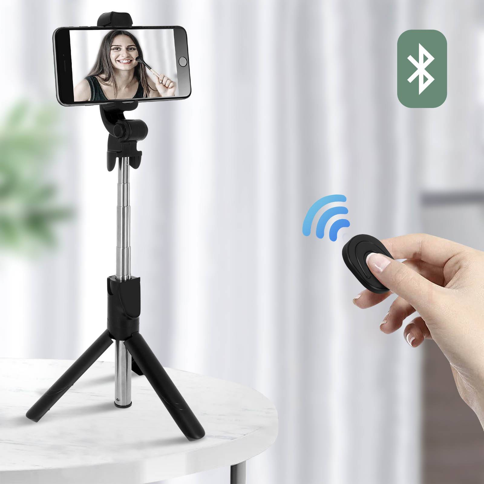 Perche Selfie avec Trépied Télécommande Bluetooth Bras Extensible 68 cm-4