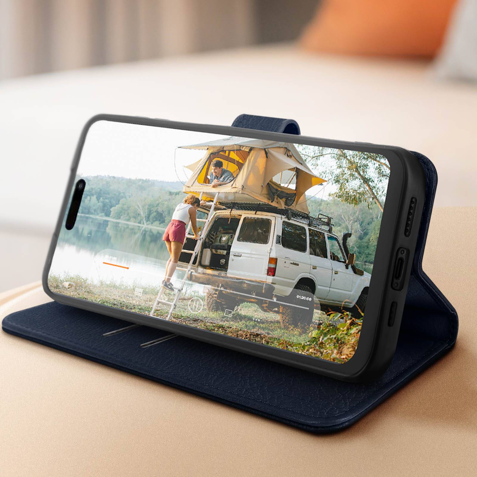 Étui pour iPhone 15 Pro Clapet Portefeuille Fonction Support Vidéo-2