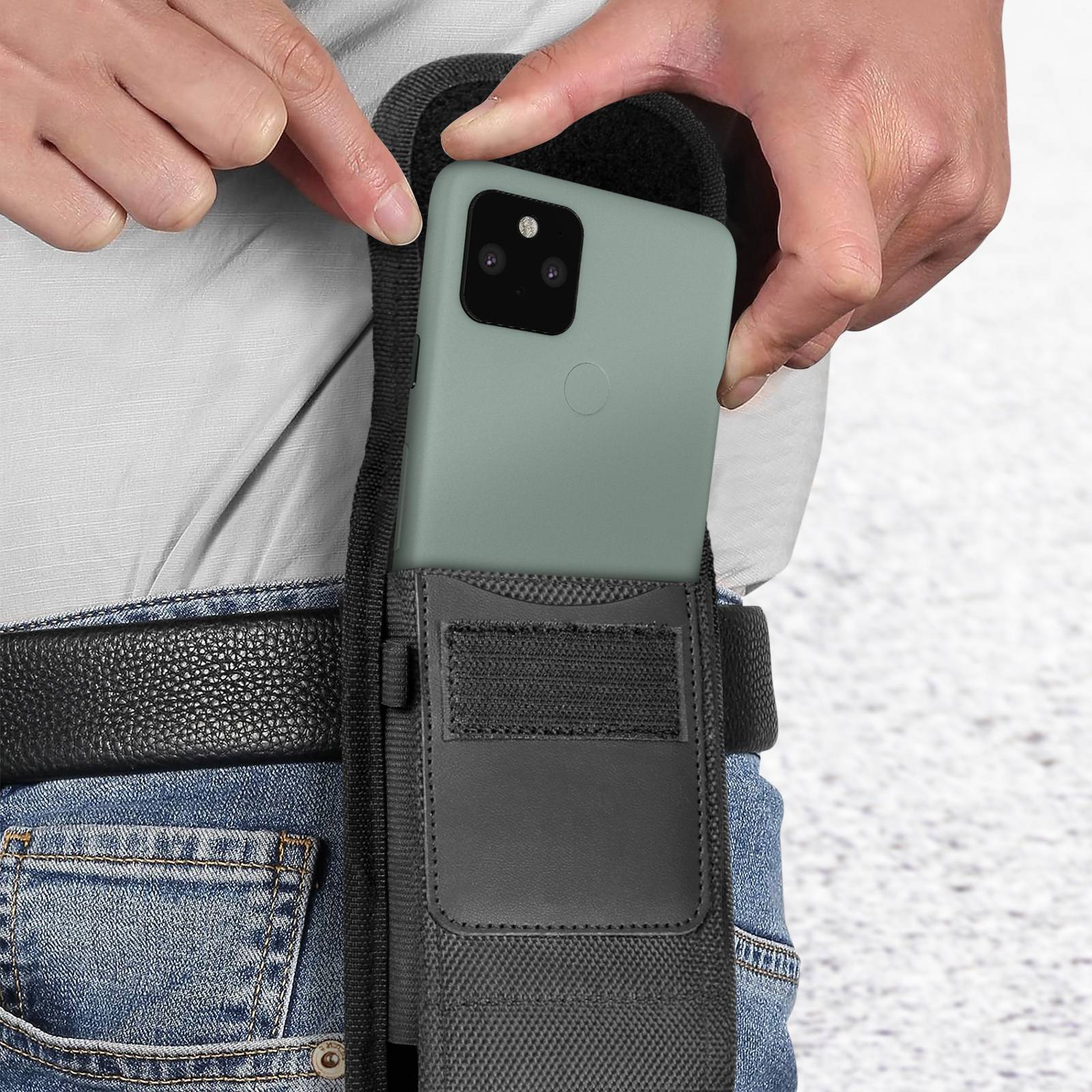 Étui Ceinture Vertical pour Smartphone Nylon par Clip et Mousqueton Taille M-3