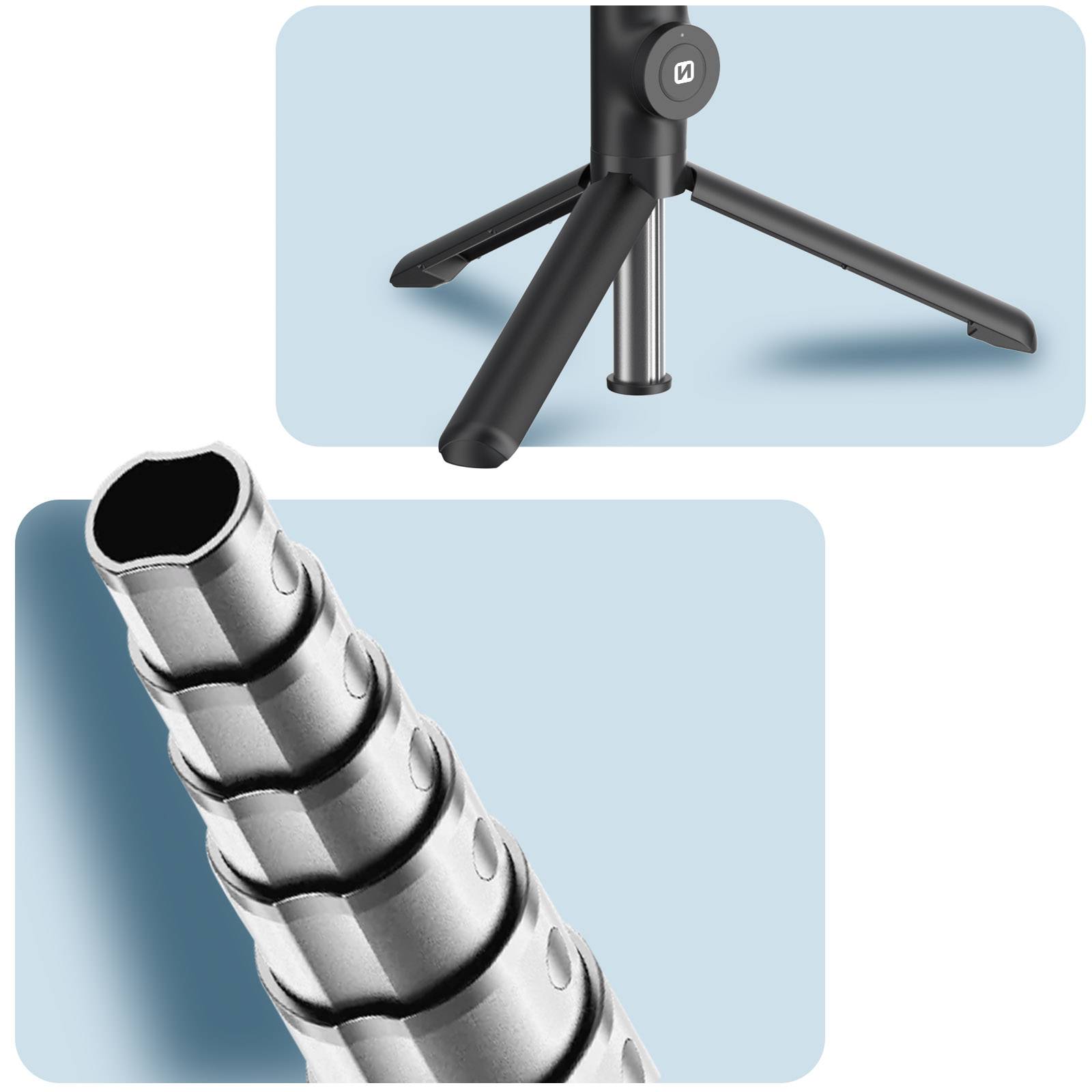 Perche à Selfie Bluetooth 2en1 Trépied Extensible Tête Rotative-4