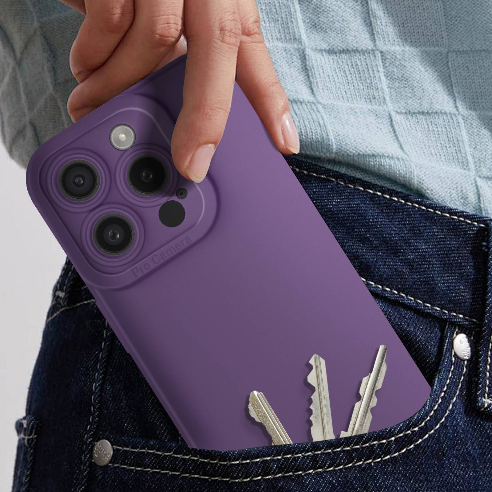 Coque pour iPhone 15 Pro Max Silicone Mat Protection Caméra-2