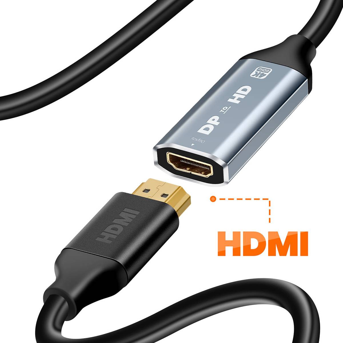 Adaptateur DisplayPort Mâle vers HDMI Femelle 4K 60Hz avec Mini Câble-2